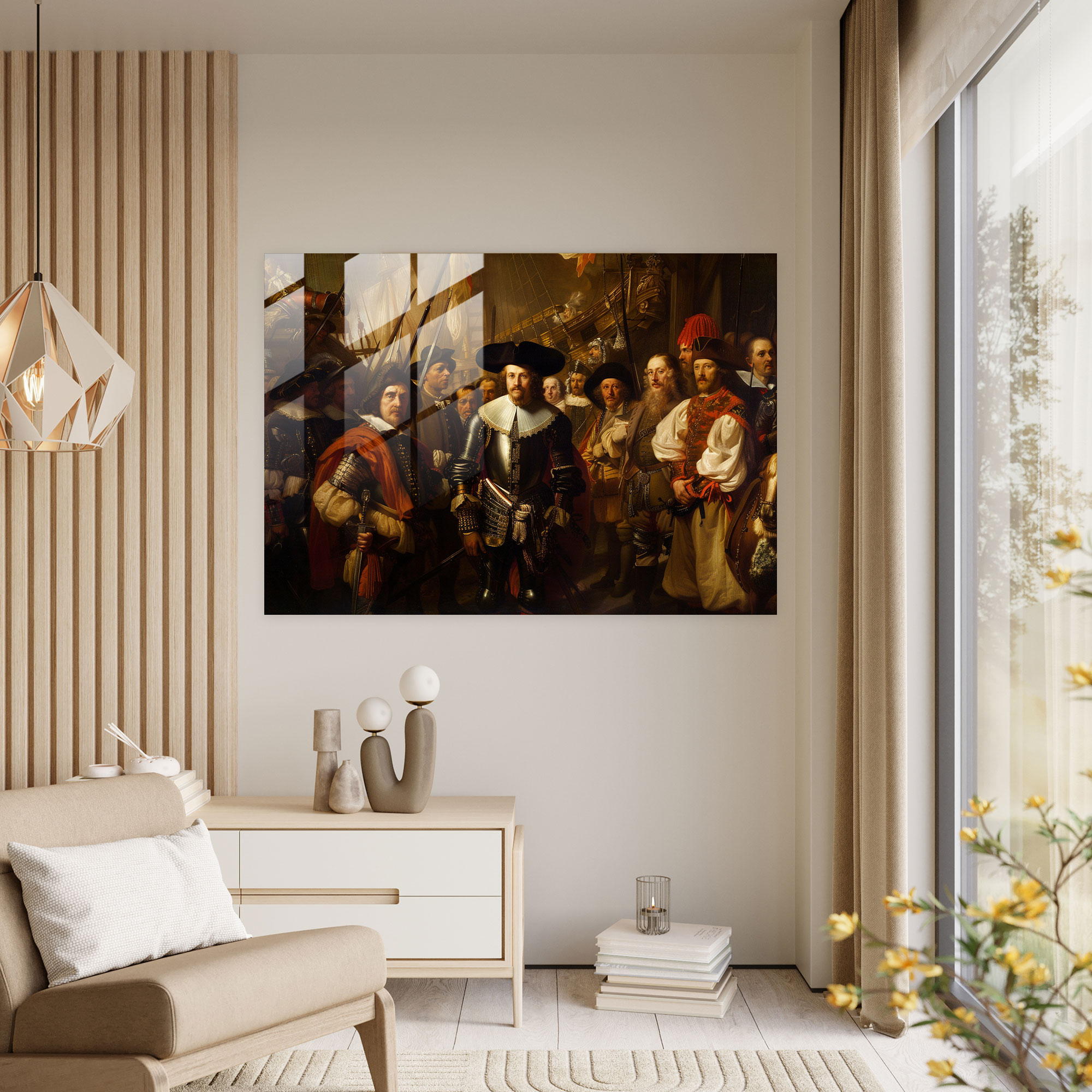 Rembrandt Wall Decoration Historical Scene - Rembrandt, Historical Scene, Intricate Details, Glass Art