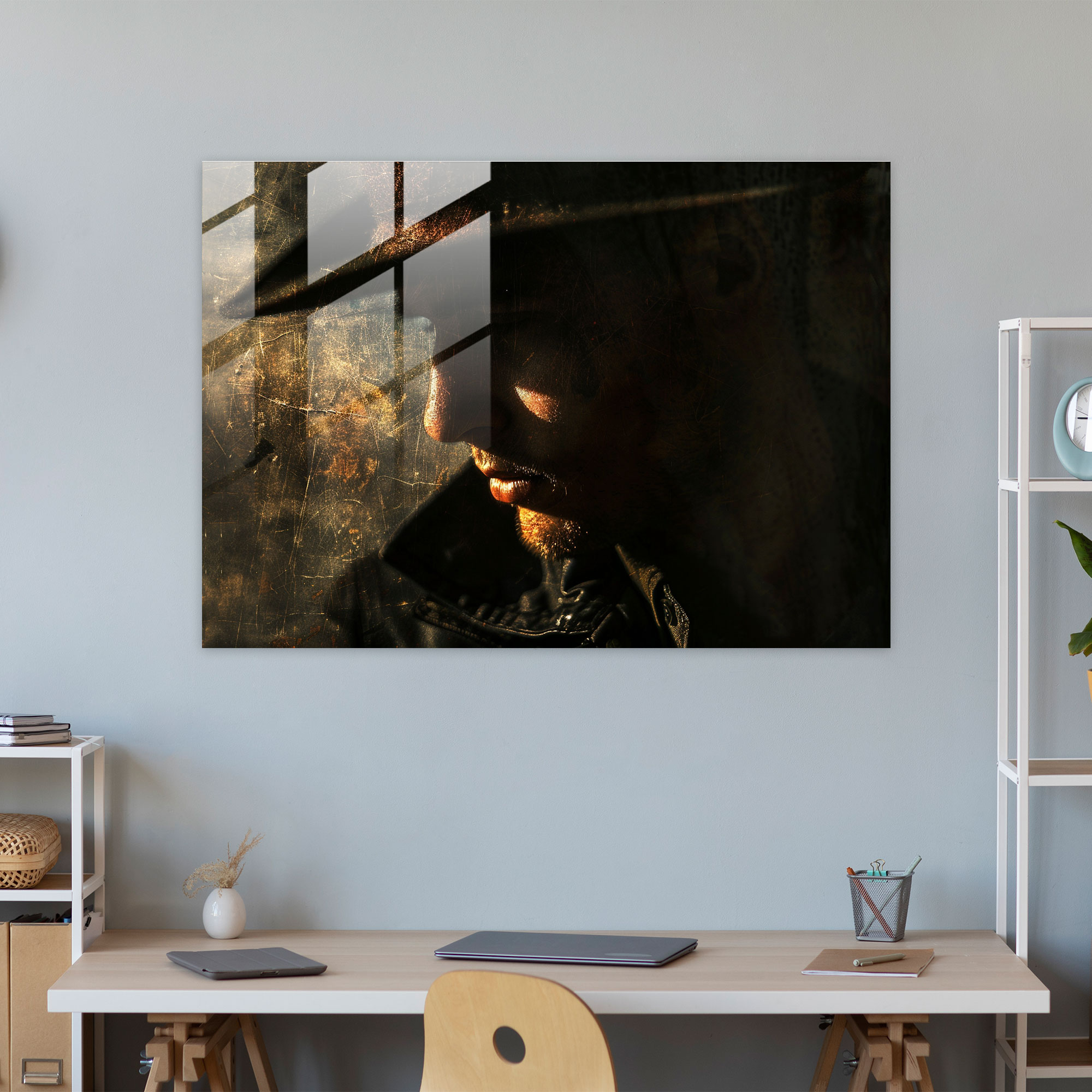 Rembrandt Modern Art Portrait In Shadow - Rembrandt, Modern Art, Dynamic Composition, Rembrandt