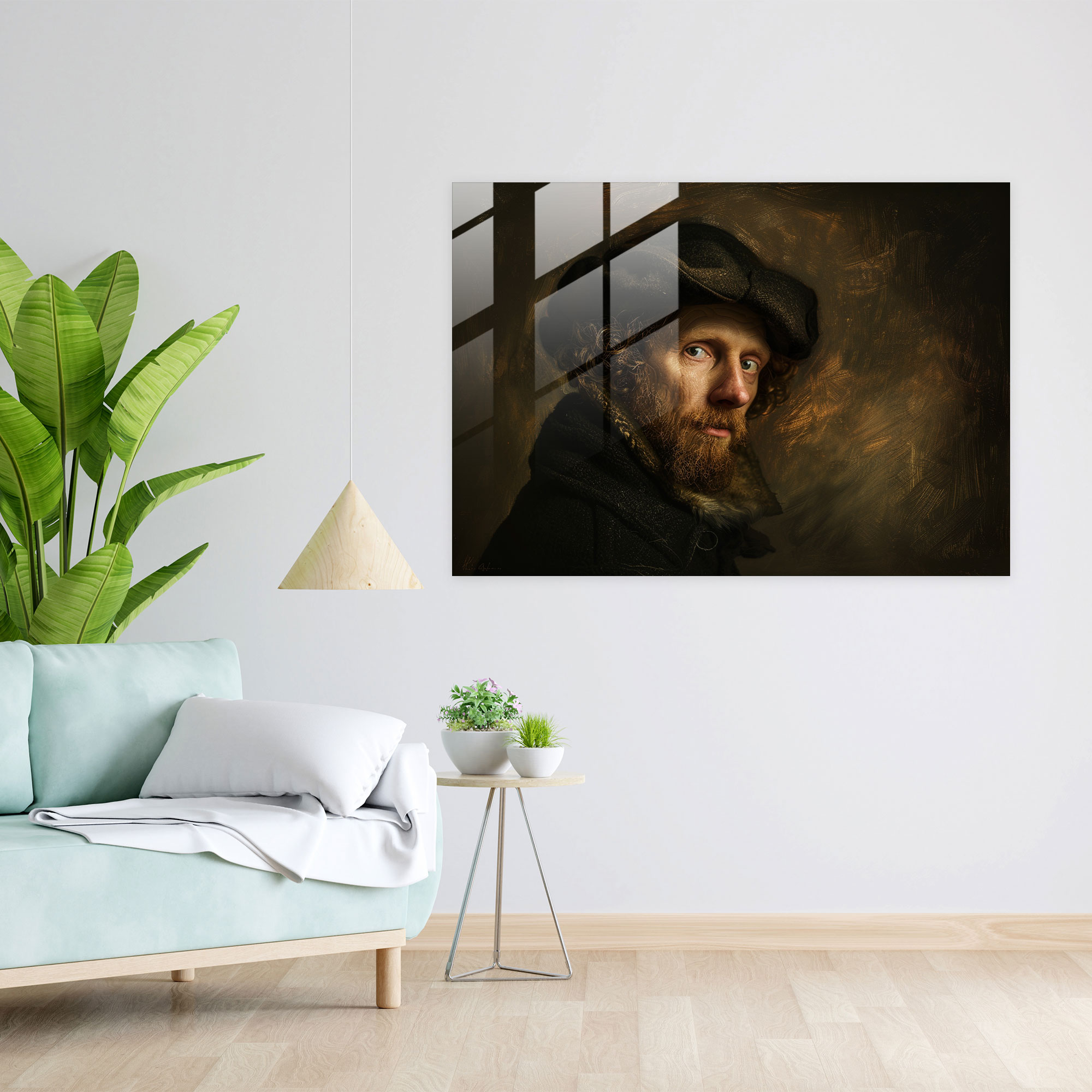 Rembrandt Glass Wall Art Self Portrait - Rembrandt, Self Portrait, Rembrandt, Introspective