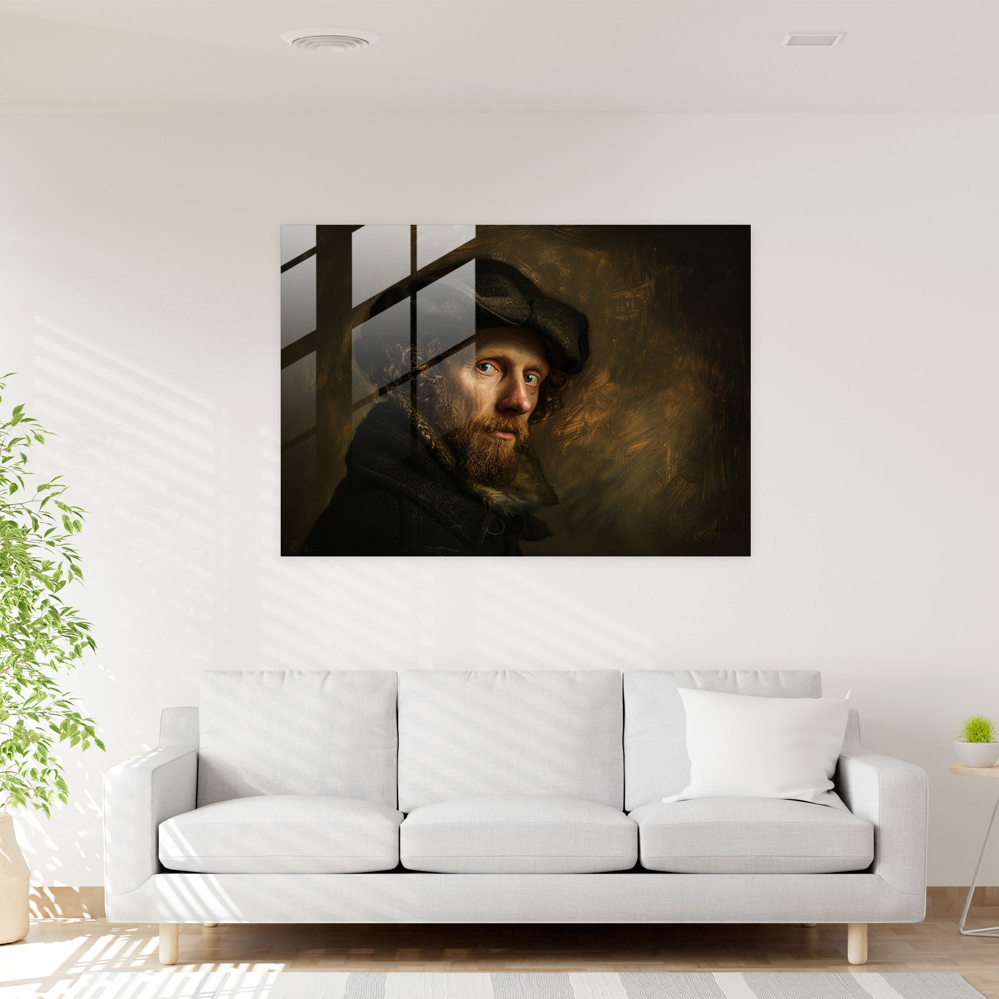 Rembrandt Glass Wall Art Self Portrait - Rembrandt, Self Portrait, Rembrandt, Introspective