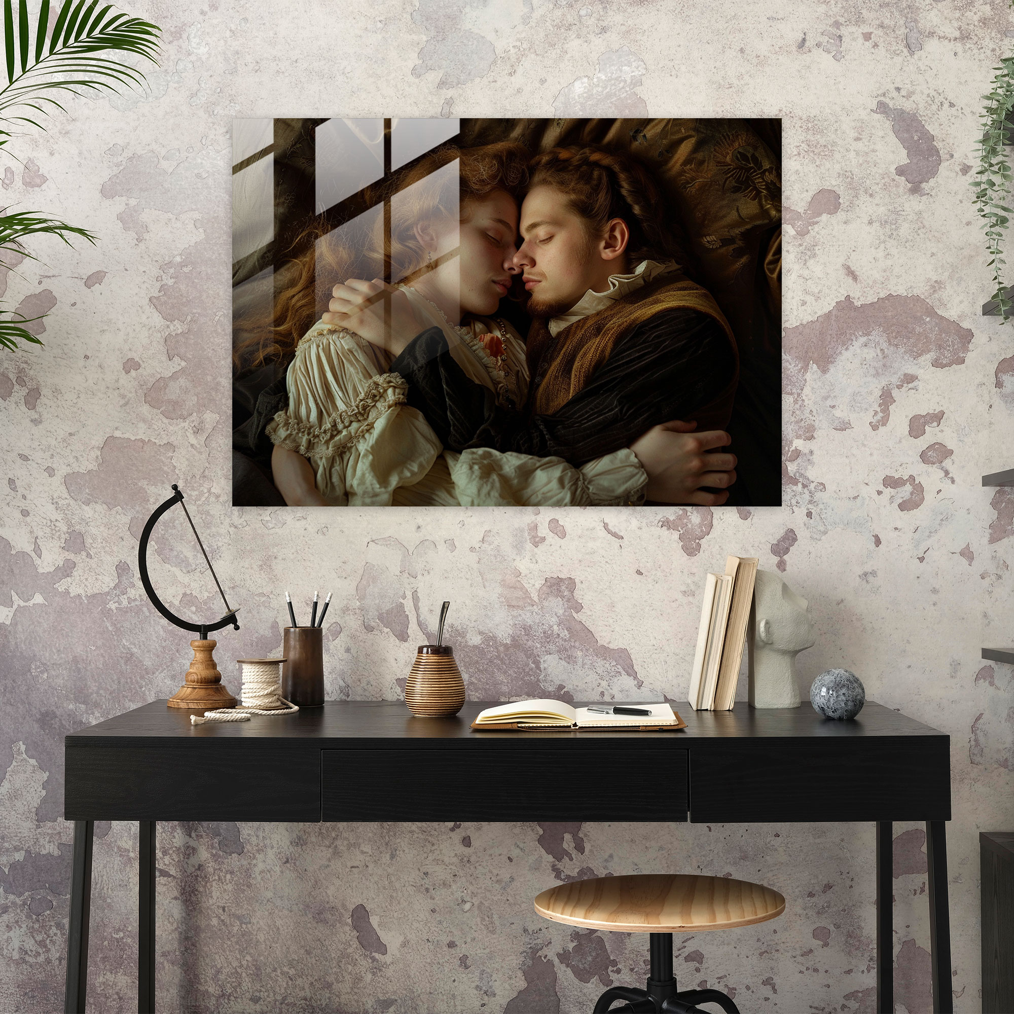 Rembrandt Glass Print Intimate Moment - Rembrandt, Home Decoration, Modern Art, Glass Print