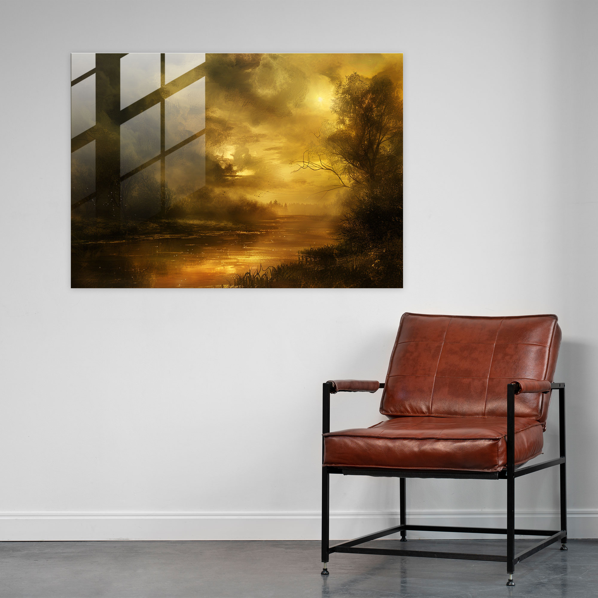 Rembrandt Glass Print Atmospheric Landscape - Rembrandt, Home Decoration, Modern Art, Glass Print