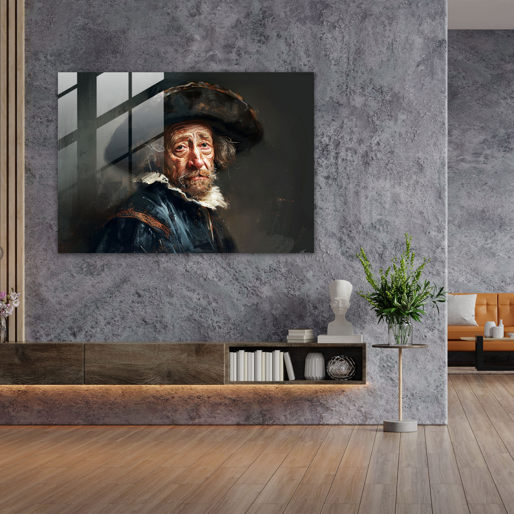 Glass Wall Art Emotional Portrait Rembrandt - Rembrandt, Wall Decoration, Rembrandt, Glass Art
