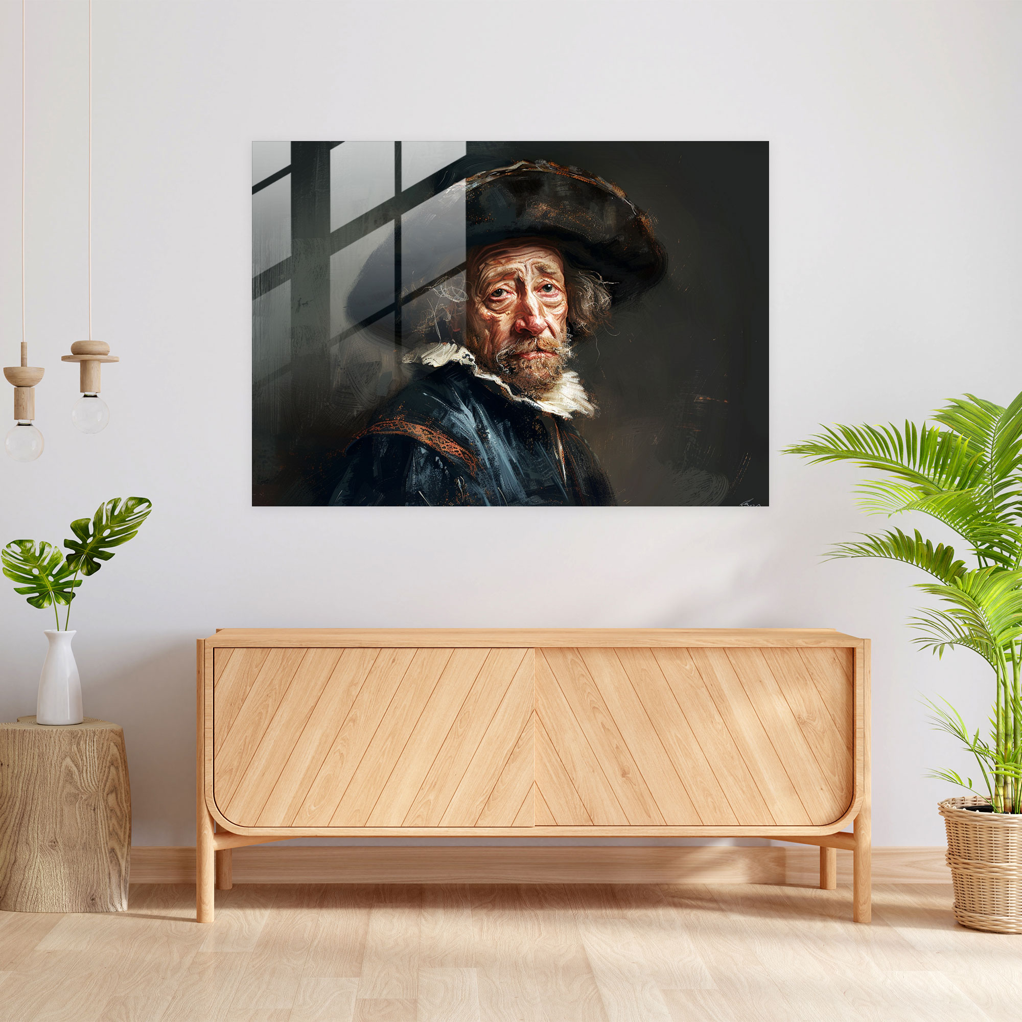 Glass Wall Art Emotional Portrait Rembrandt - Rembrandt, Wall Decoration, Rembrandt, Glass Art