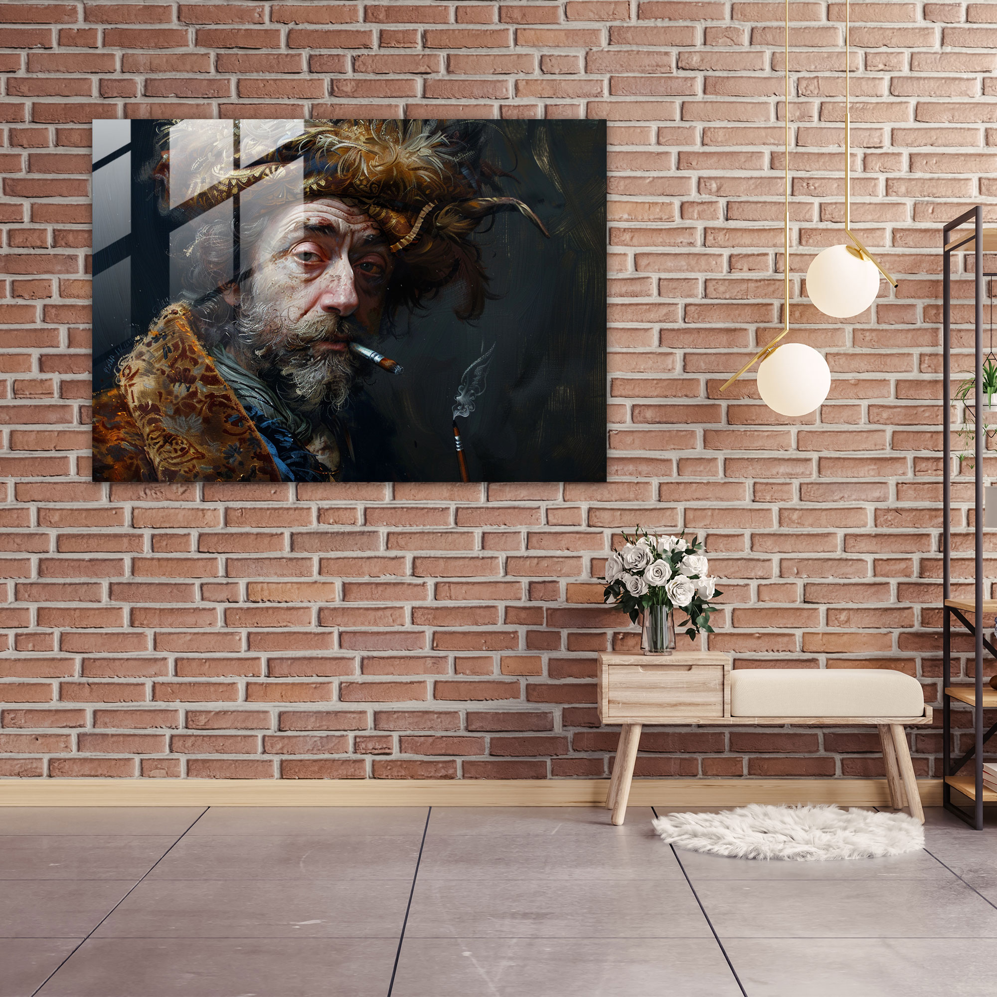 Rembrandt Home Decoration - Dramatic Self-Portrait - Rembrandt, Glass Art, Modern Art, Rembrandt