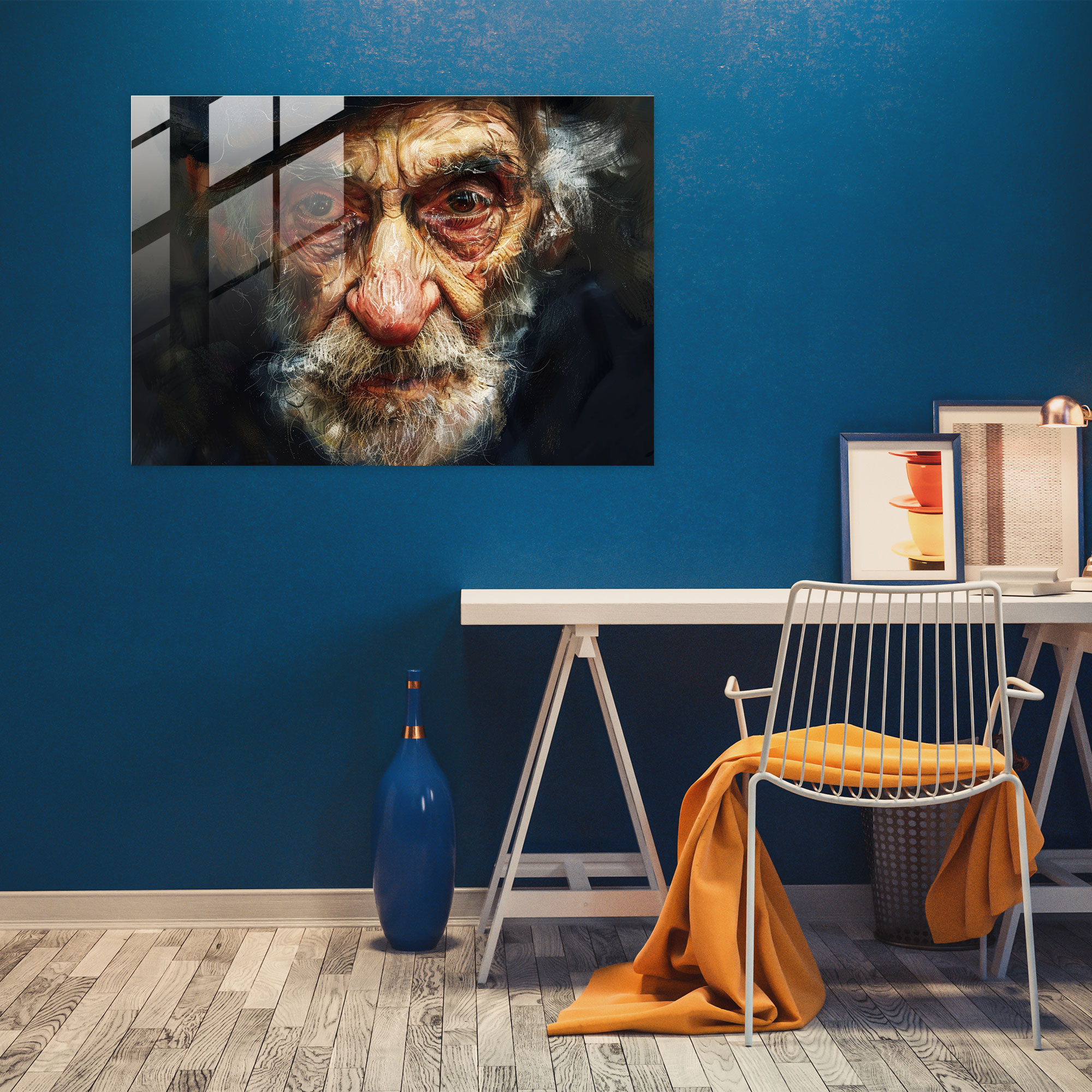 Rembrandt Glass Print - Expressive Portrait - Rembrandt, Glass Wall Art, Home Decoration, Modern Art