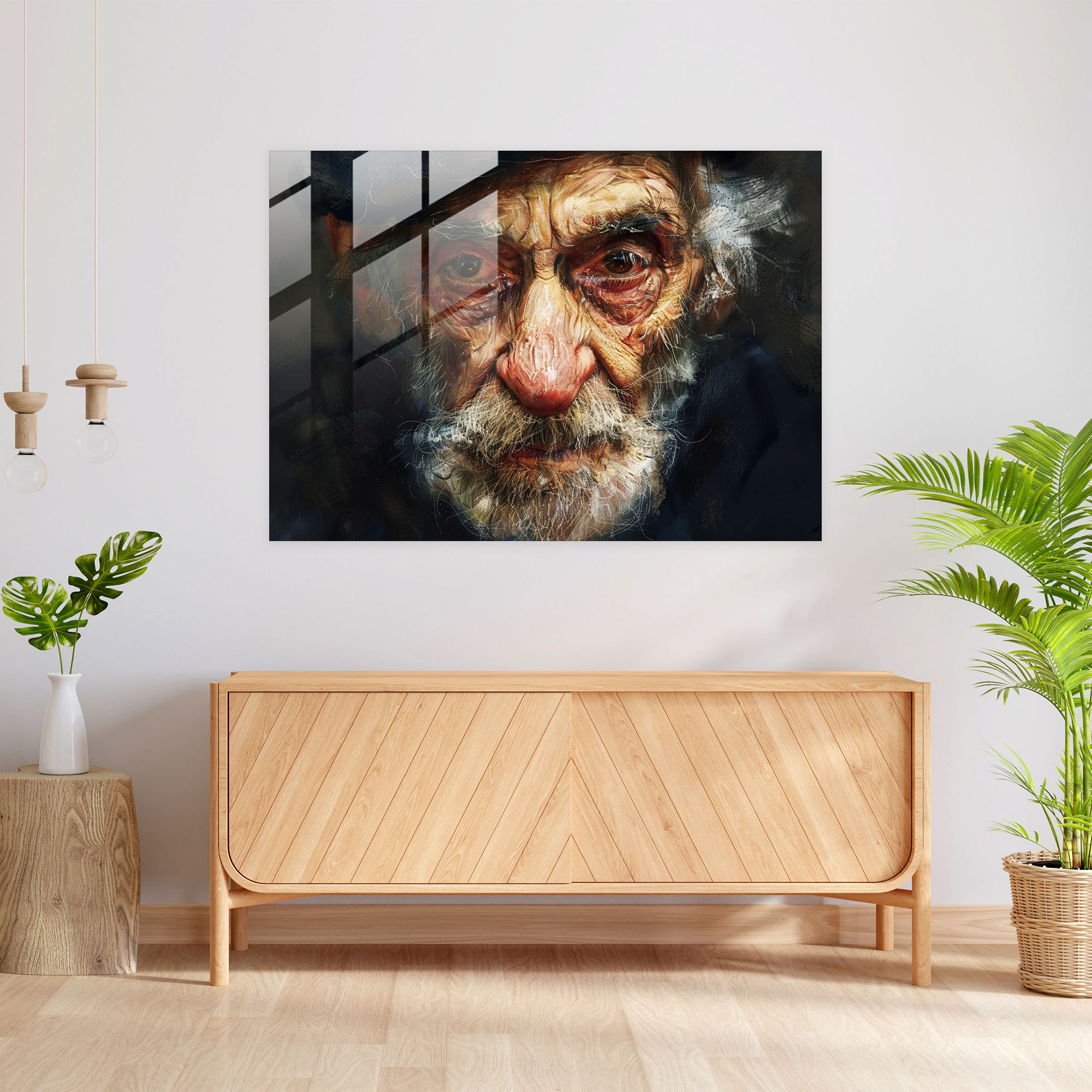 Rembrandt Glass Print - Expressive Portrait - Rembrandt, Glass Wall Art, Home Decoration, Modern Art