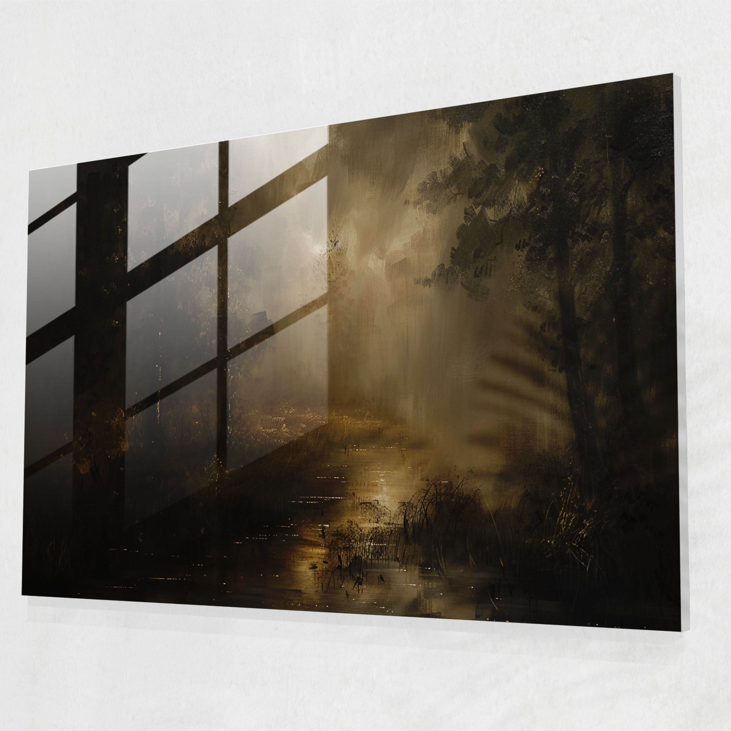 Rembrandt Glass Wall Art - Atmospheric Landscape - Rembrandt, Glass Wall Art, Glass Art, Home Decoration