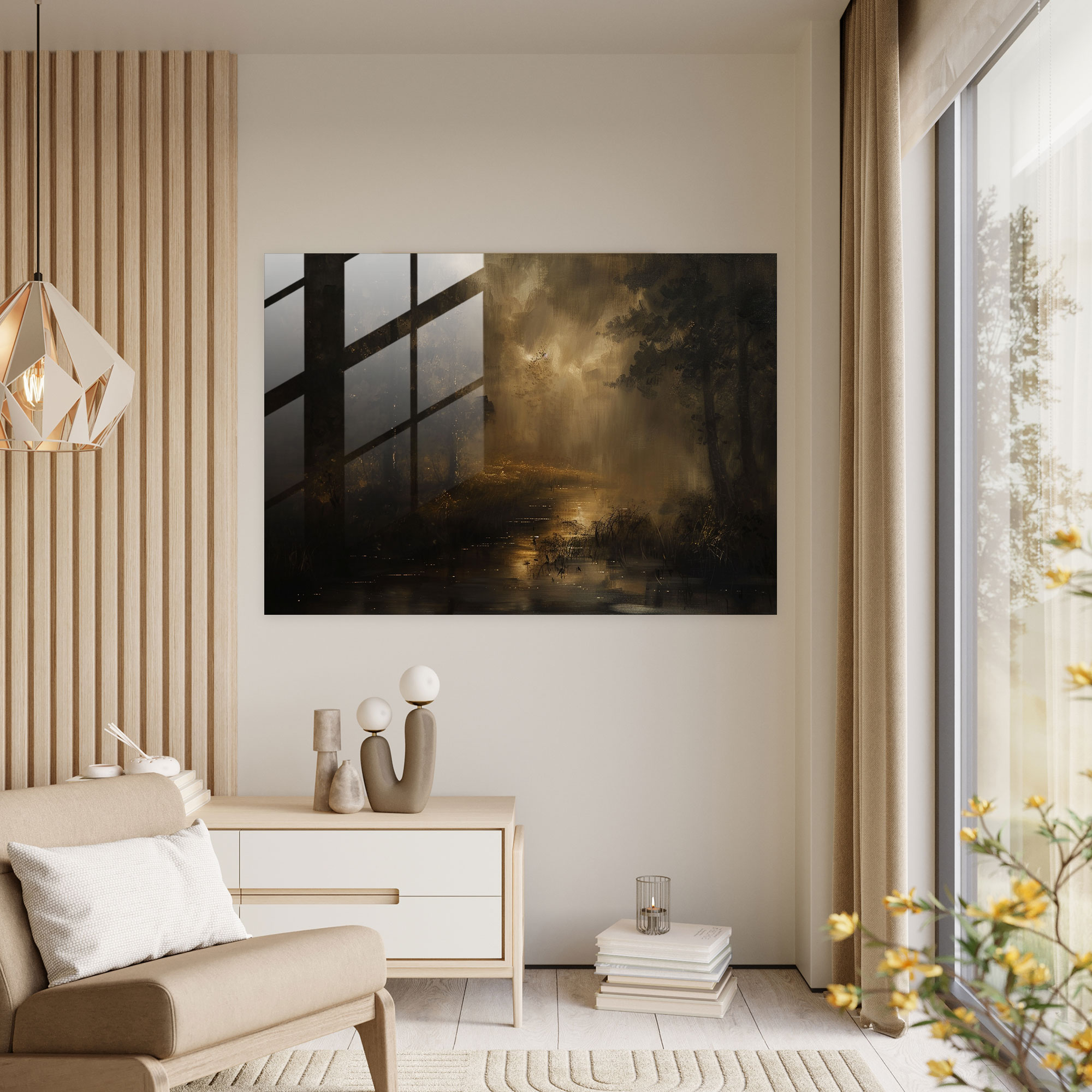Rembrandt Glass Wall Art - Atmospheric Landscape - Rembrandt, Glass Wall Art, Glass Art, Home Decoration