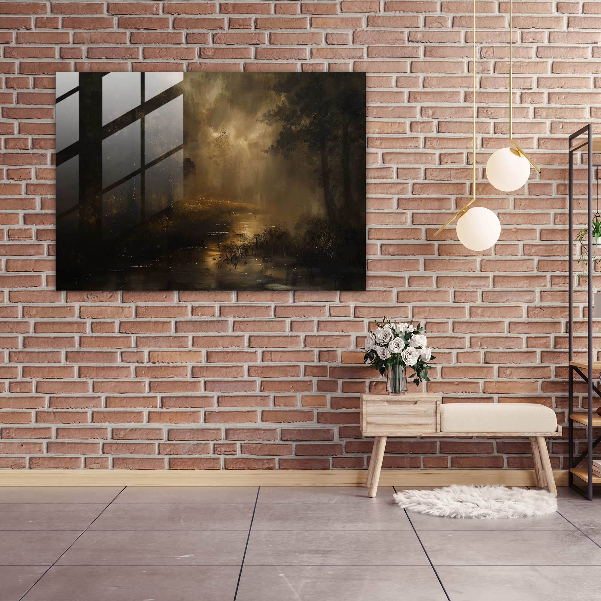 Rembrandt Glass Wall Art - Atmospheric Landscape - Rembrandt, Glass Wall Art, Glass Art, Home Decoration