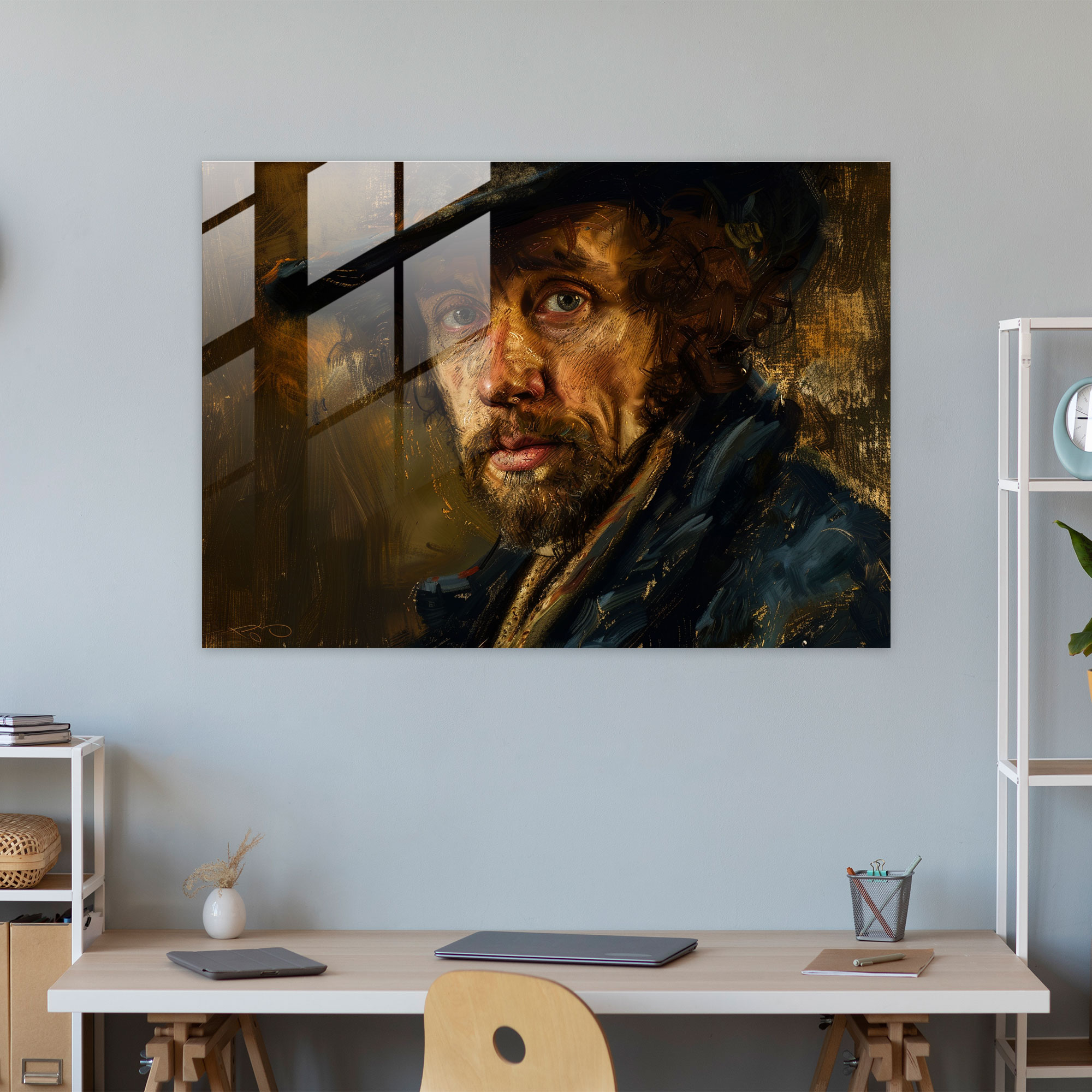 Rembrandt Glass Print - Classic Self-Portrait - Rembrandt, Glass Print, Glass Wall Art, Rembrandt
