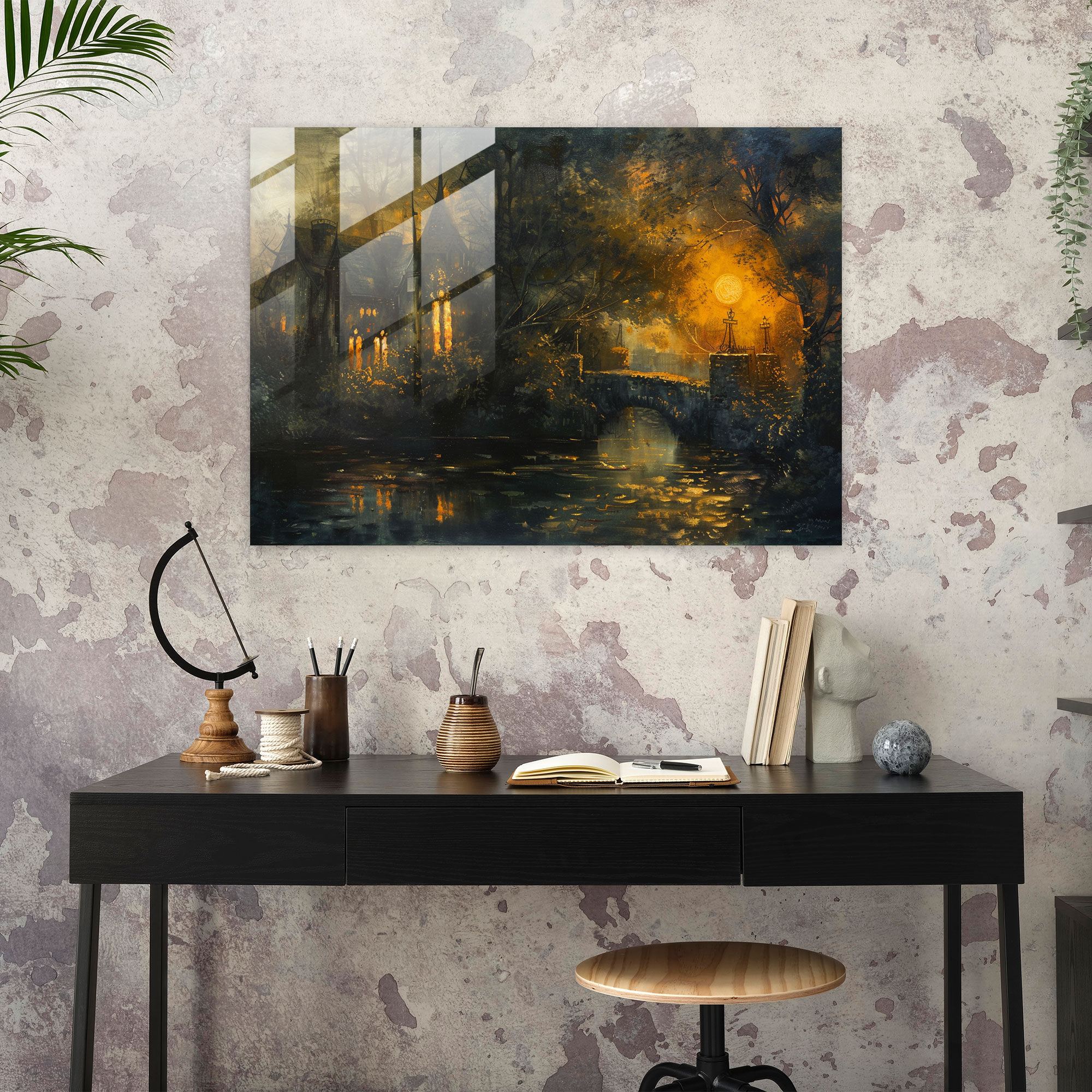 Rembrandt Glass Wall Art - Enchanting Night Scene - Rembrandt, Home Decoration, Glass Wall Art, Wall Decoration