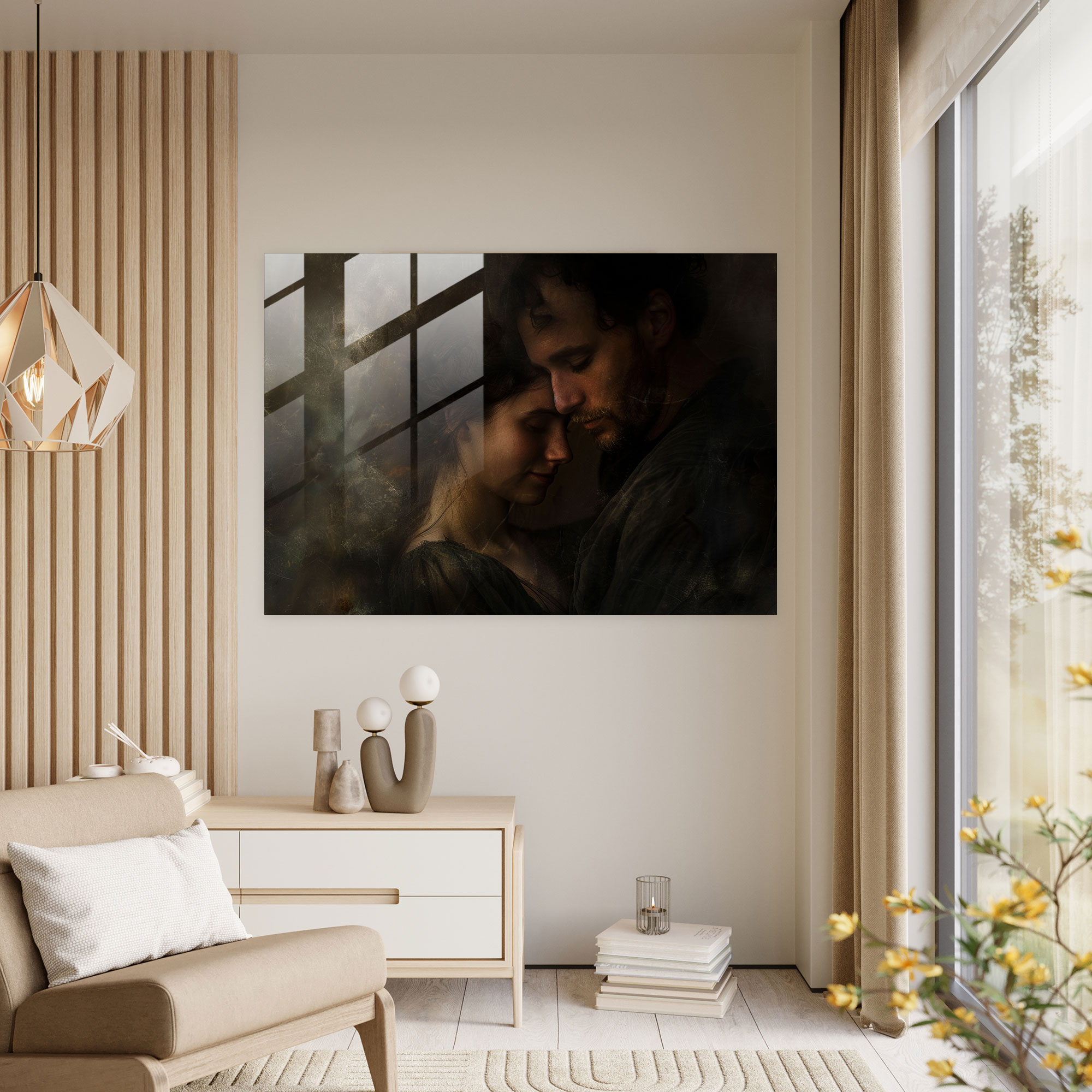 Rembrandt Home Decoration - Intimate Couple Portrait - Rembrandt, Home Decoration, Glass Wall Art, Glass Art