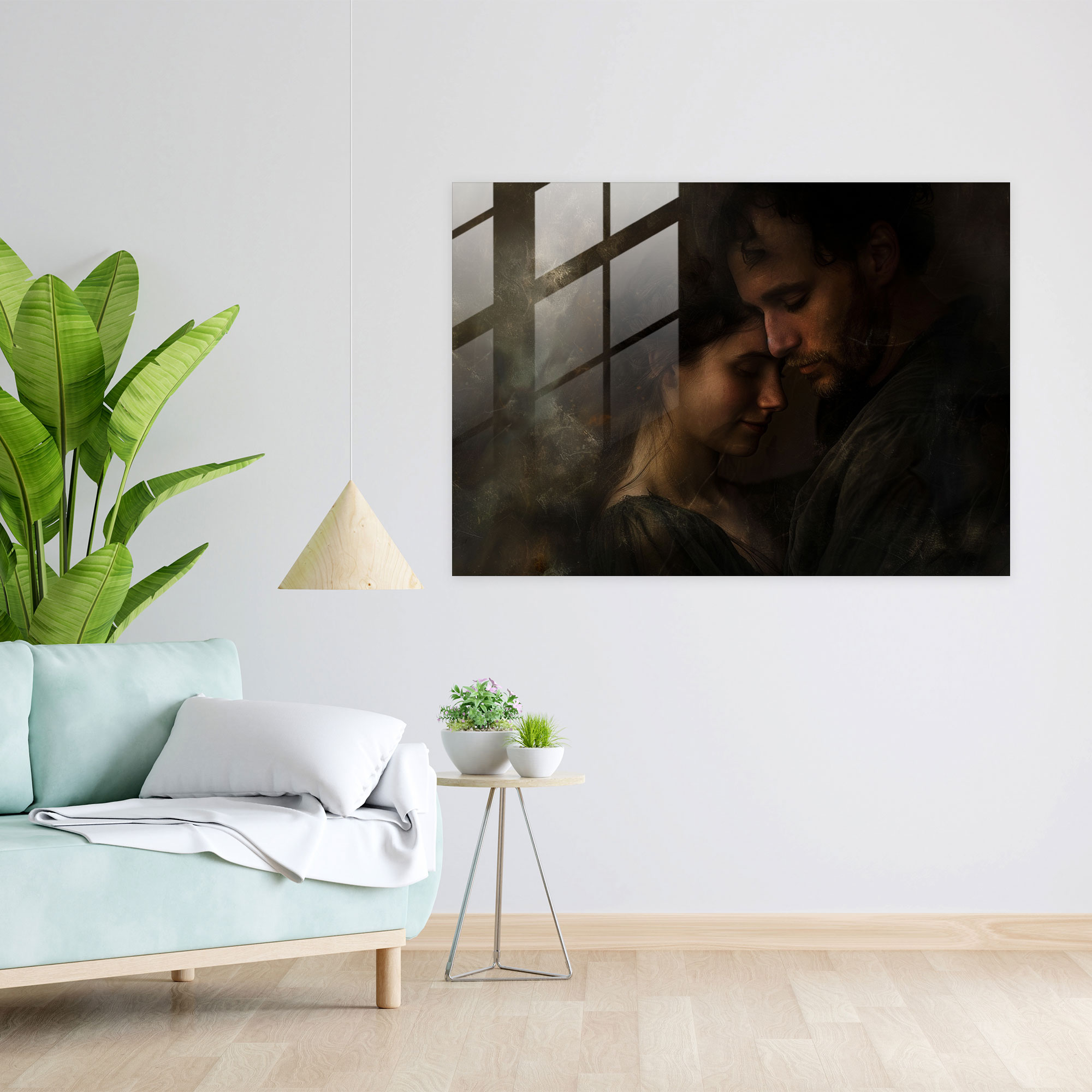 Rembrandt Home Decoration - Intimate Couple Portrait - Rembrandt, Home Decoration, Glass Wall Art, Glass Art