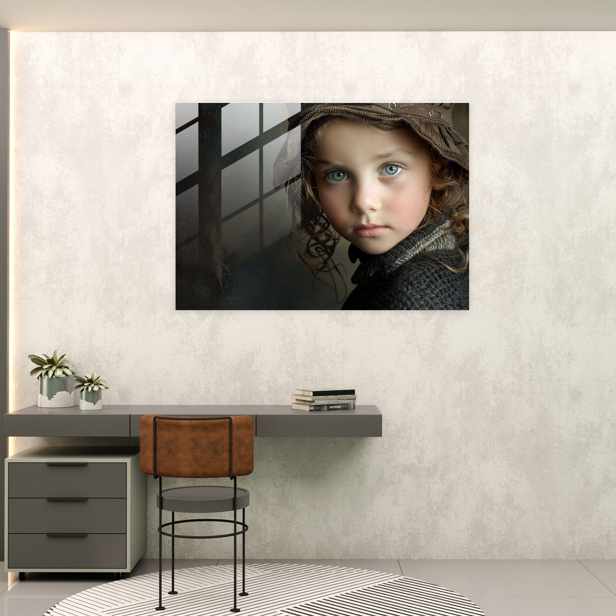 Rembrandt Modern Art - Captivating Child Portrait - Rembrandt, Glass Wall Art, Glass Print, Home Decoration