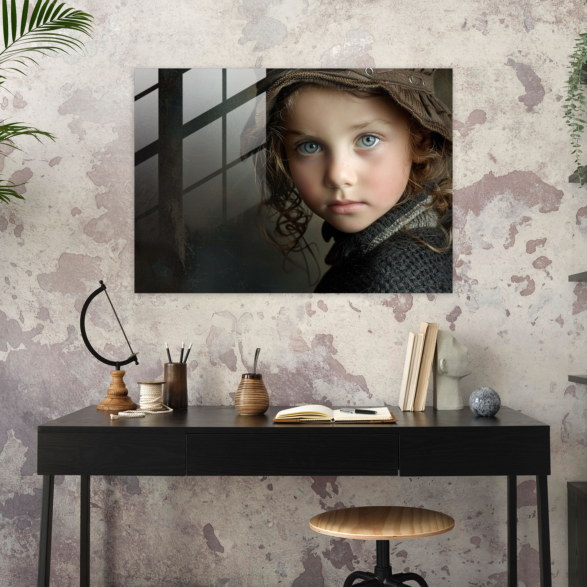 Rembrandt Modern Art - Captivating Child Portrait - Rembrandt, Glass Wall Art, Glass Print, Home Decoration