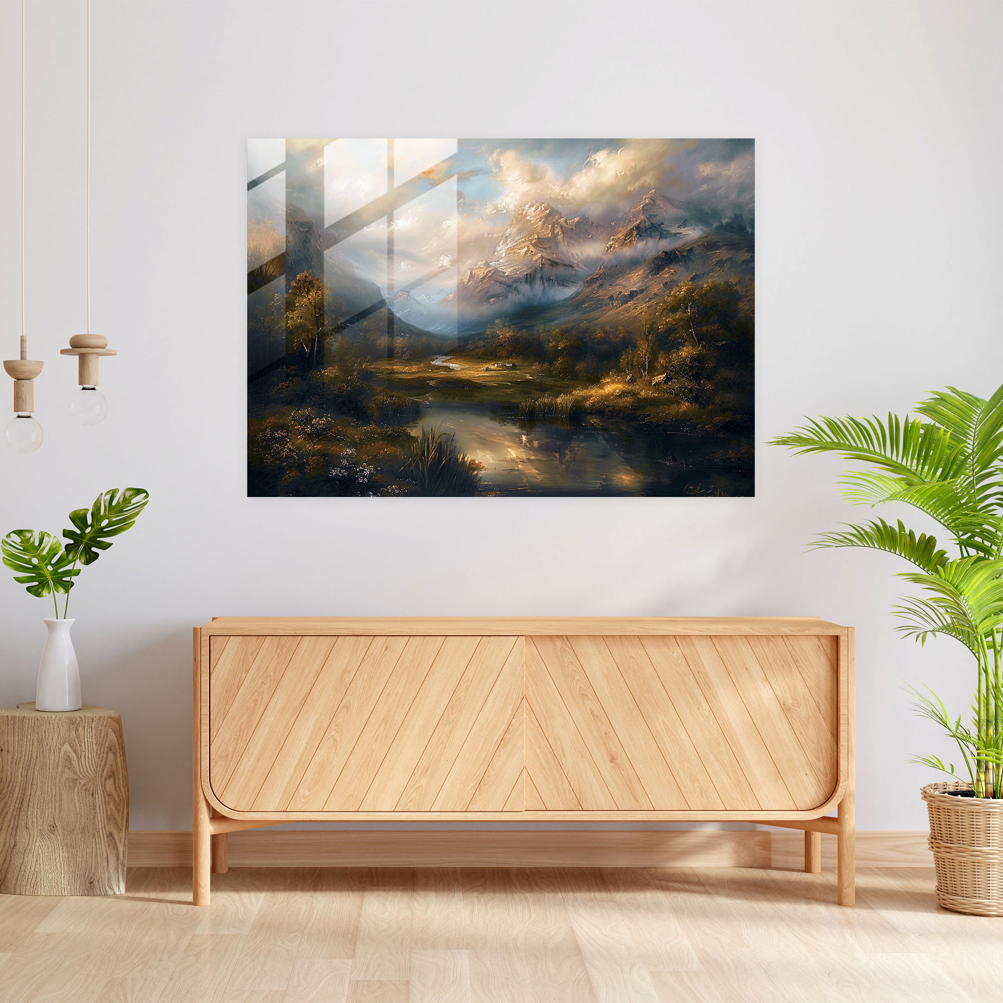 Rembrandt Glass Print - Serene Landscape - Rembrandt, Modern Art, Glass Wall Art, Wall Decoration