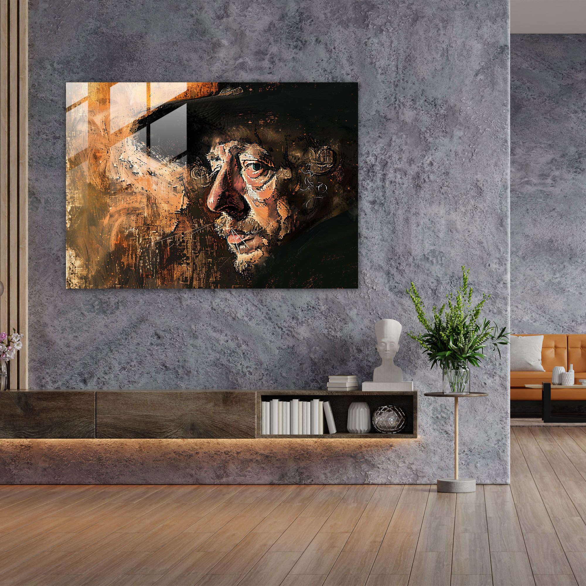 Rembrandt Glass Print - Self-Portrait - Rembrandt, Modern Art, Glass Art, Glass Print