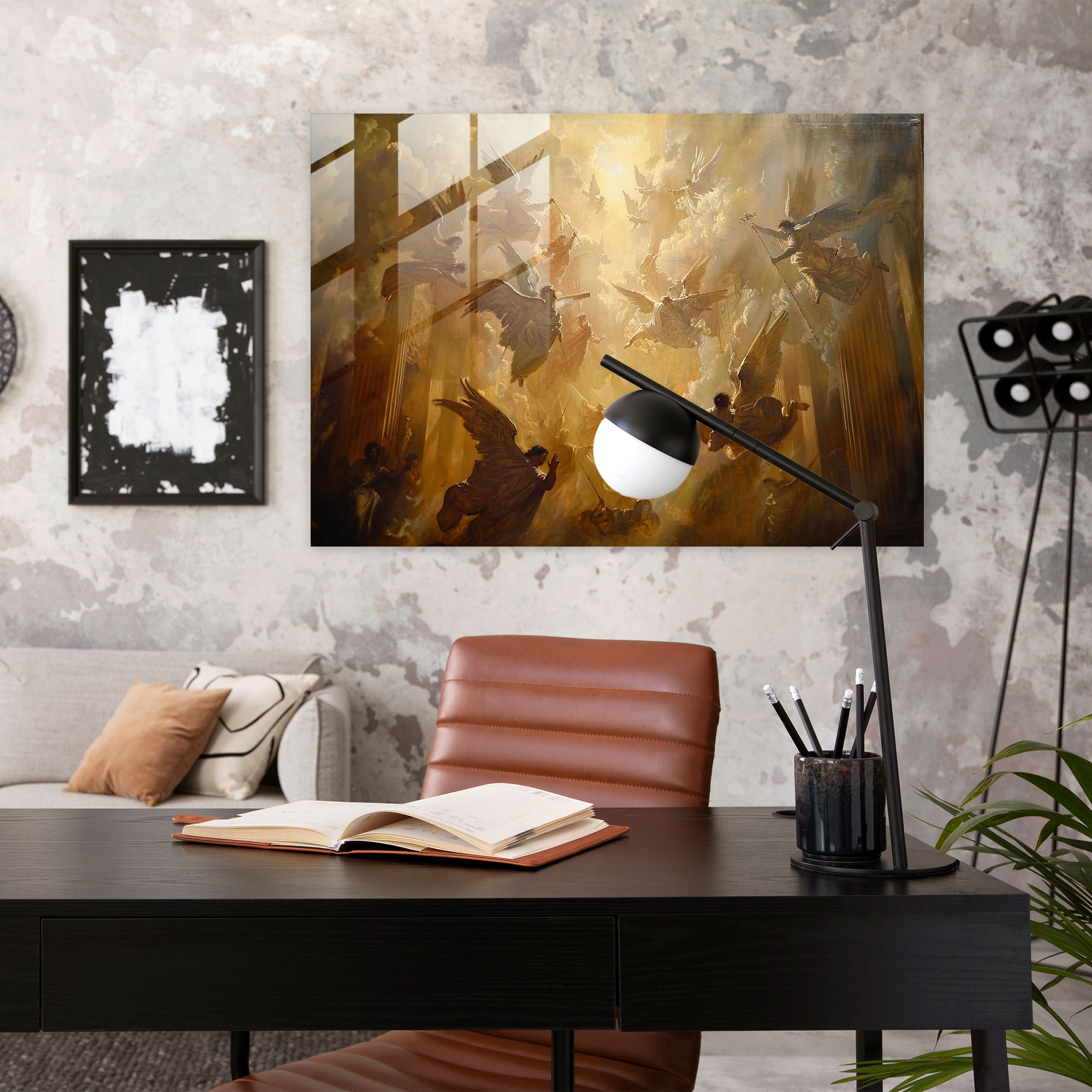 Rembrandt Glass Print - Religious Scene With Angels - Rembrandt, Home Decoration, Glass Art, Rembrandt