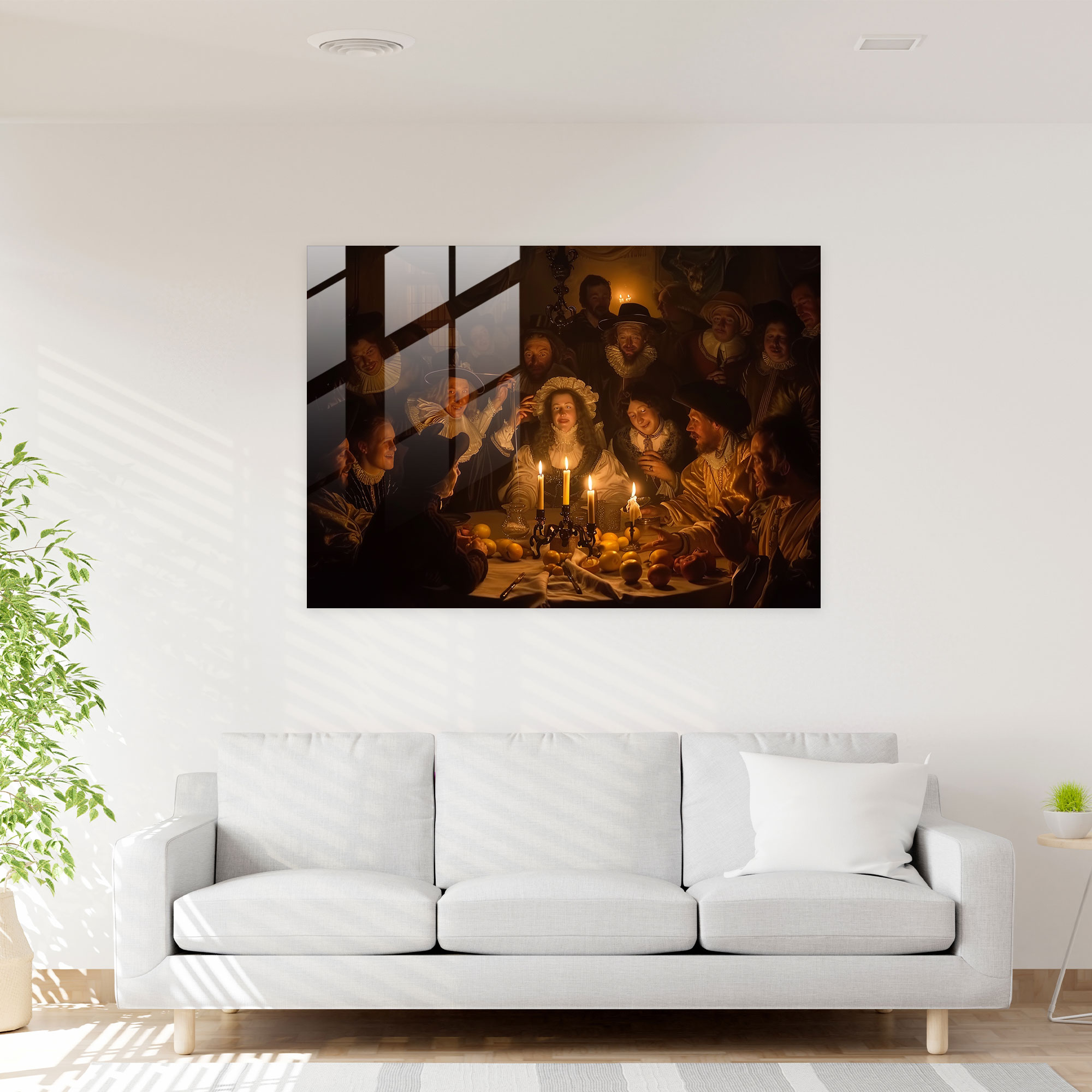 Rembrandt Glass Wall Art: Candlelit Gathering - Rembrandt, Glass Wall Art, Gathering, Rembrandt