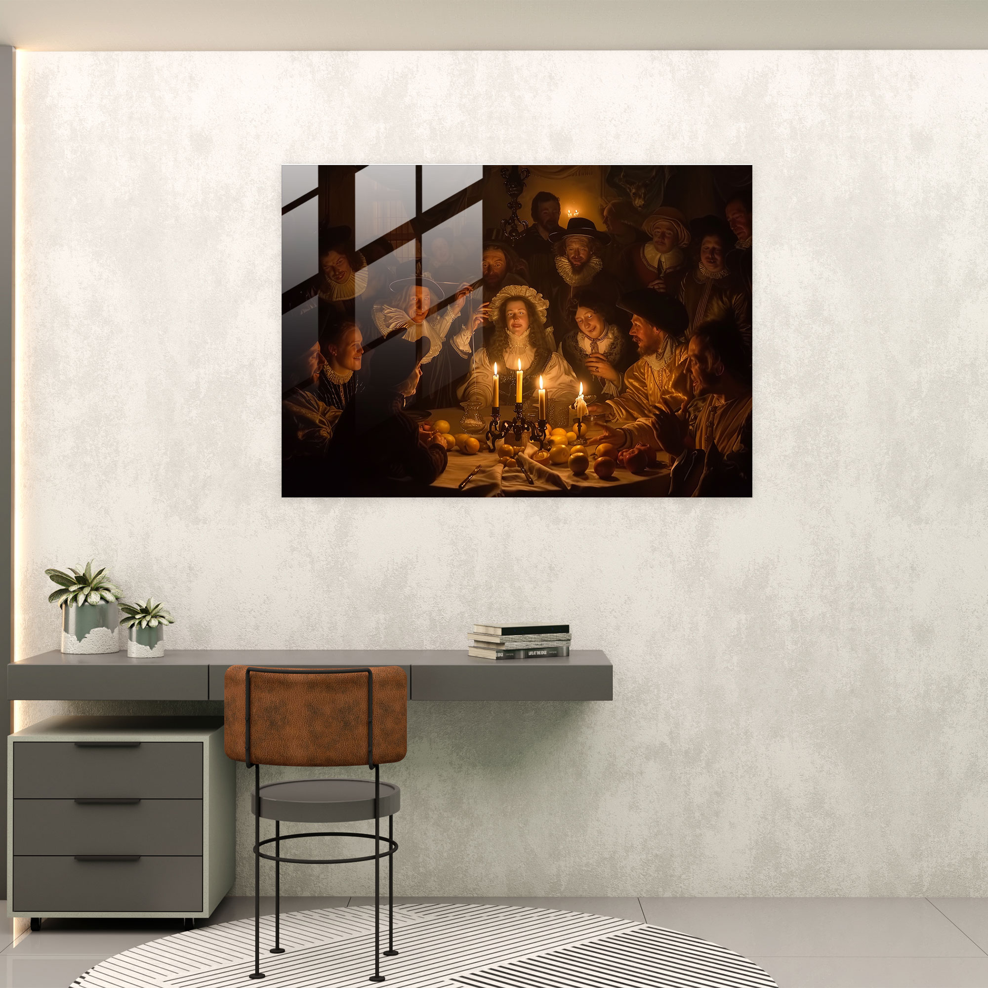 Rembrandt Glass Wall Art: Candlelit Gathering - Rembrandt, Glass Wall Art, Gathering, Rembrandt