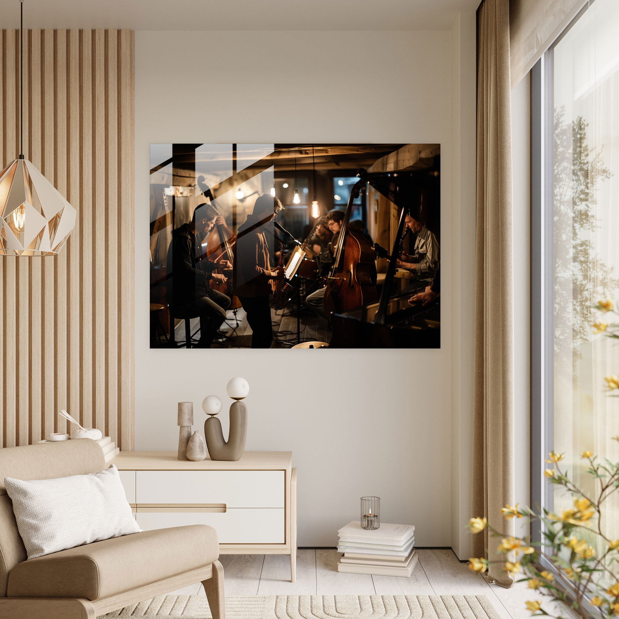Rembrandt Glass Wall Art: Musicians In Performance - Rembrandt, Musicians, Glass Wall Art, Rembrandt