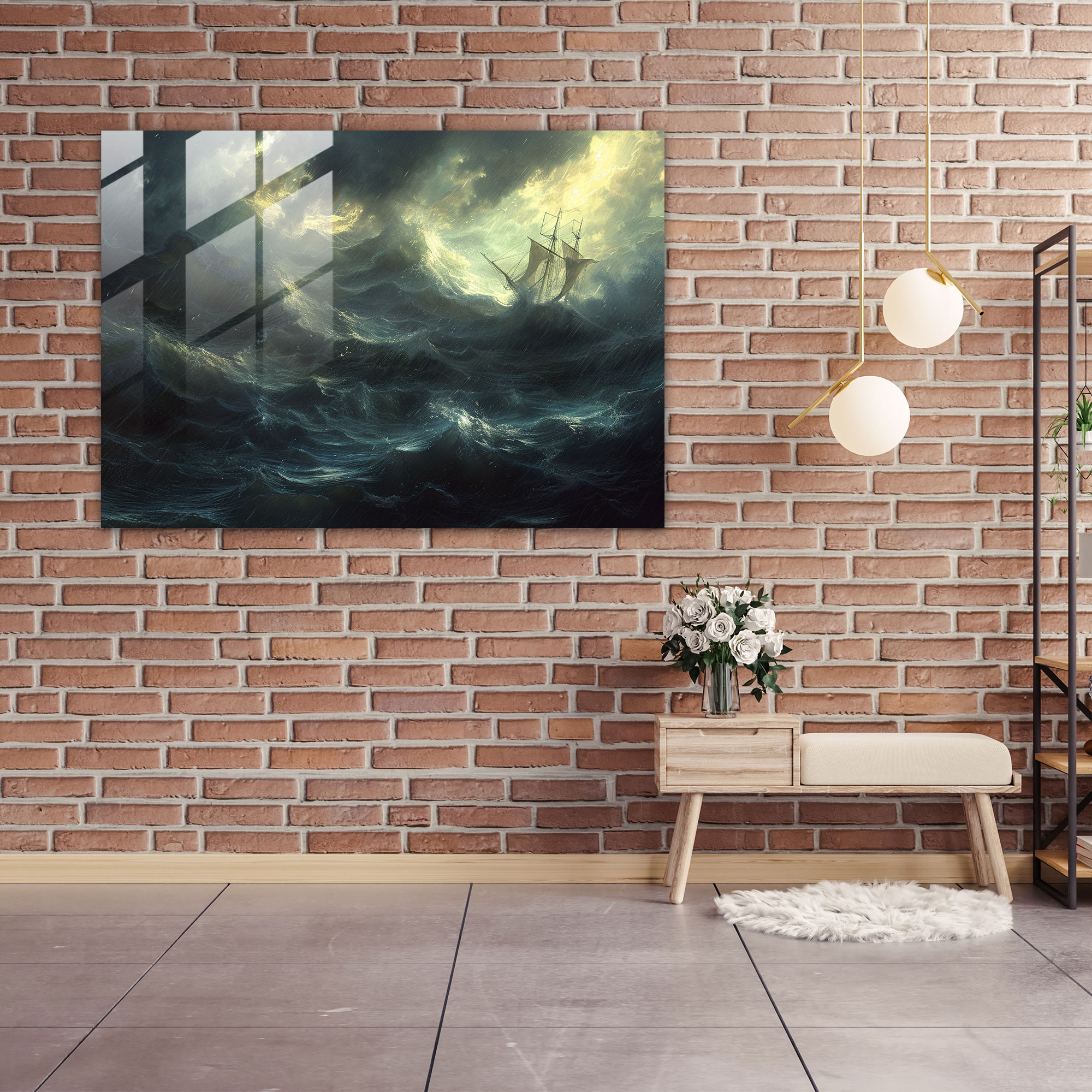 Rembrandt Glass Print: Stormy Sea - Rembrandt, Wall Decoration, Stormy Sea, Haunting