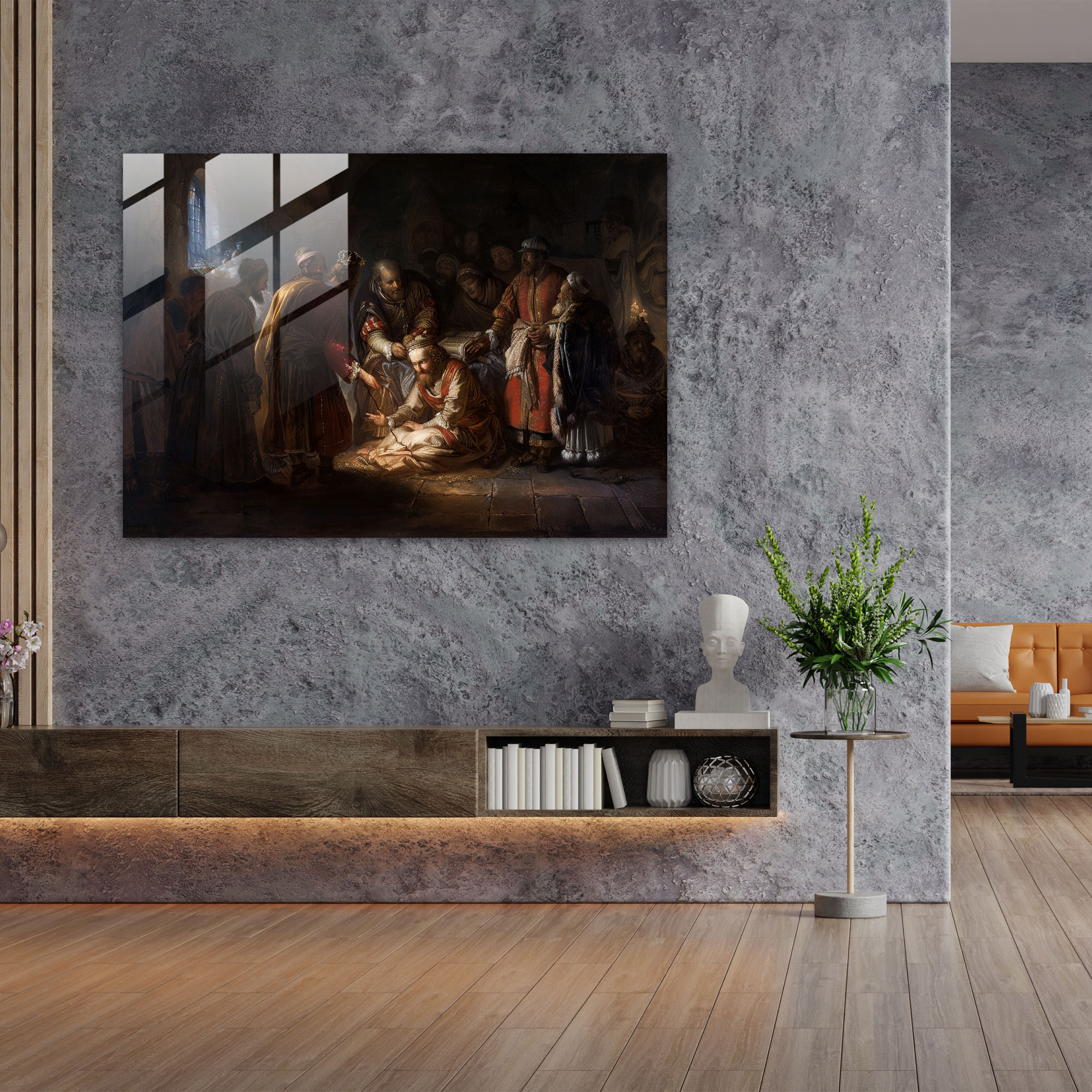 Rembrandt Home Decoration - Chiaroscuro Religious Scene - Rembrandt, Religious Scene, Glass Print, Modern Art