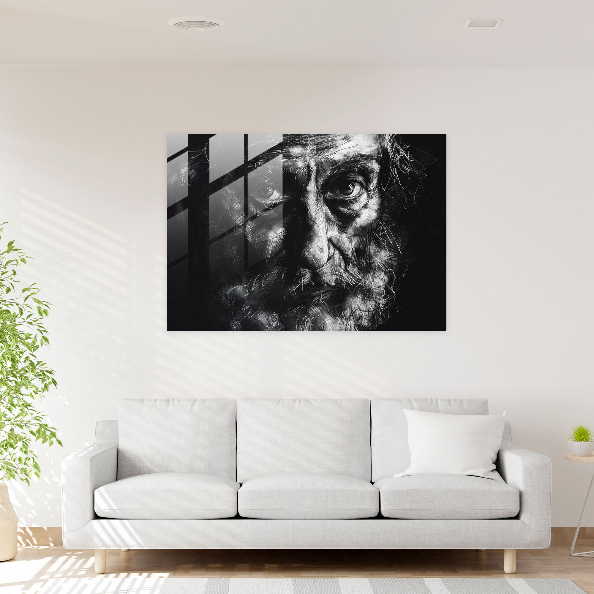 Rembrandt Glass Art - Intense Self Portrait - Rembrandt, Wall Decoration, Self-Portrait, Intense Expression