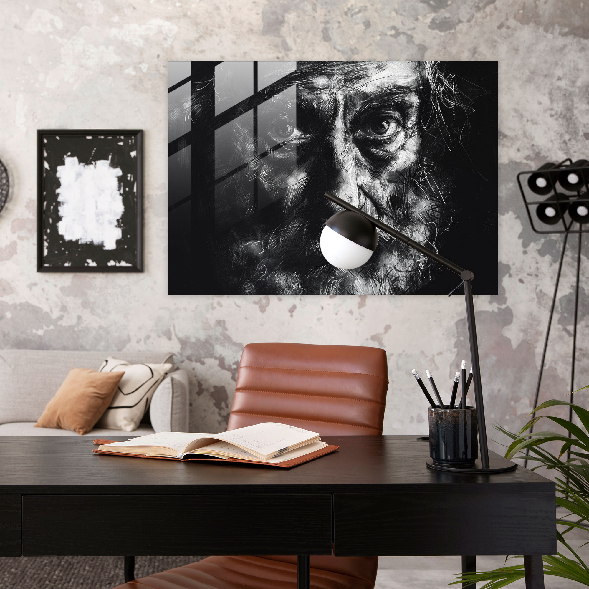 Rembrandt Glass Art - Intense Self Portrait - Rembrandt, Wall Decoration, Self-Portrait, Intense Expression
