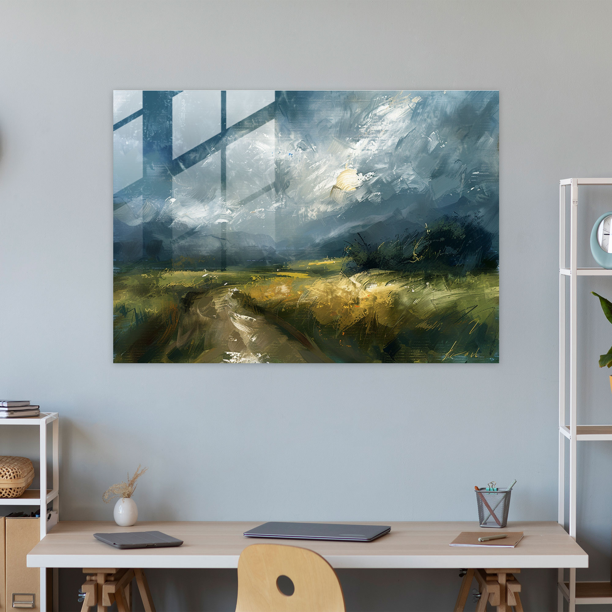 Rembrandt Glass Wall Art - Expressive Landscape - Rembrandt, Glass Art, Home Decoration, Glass Print