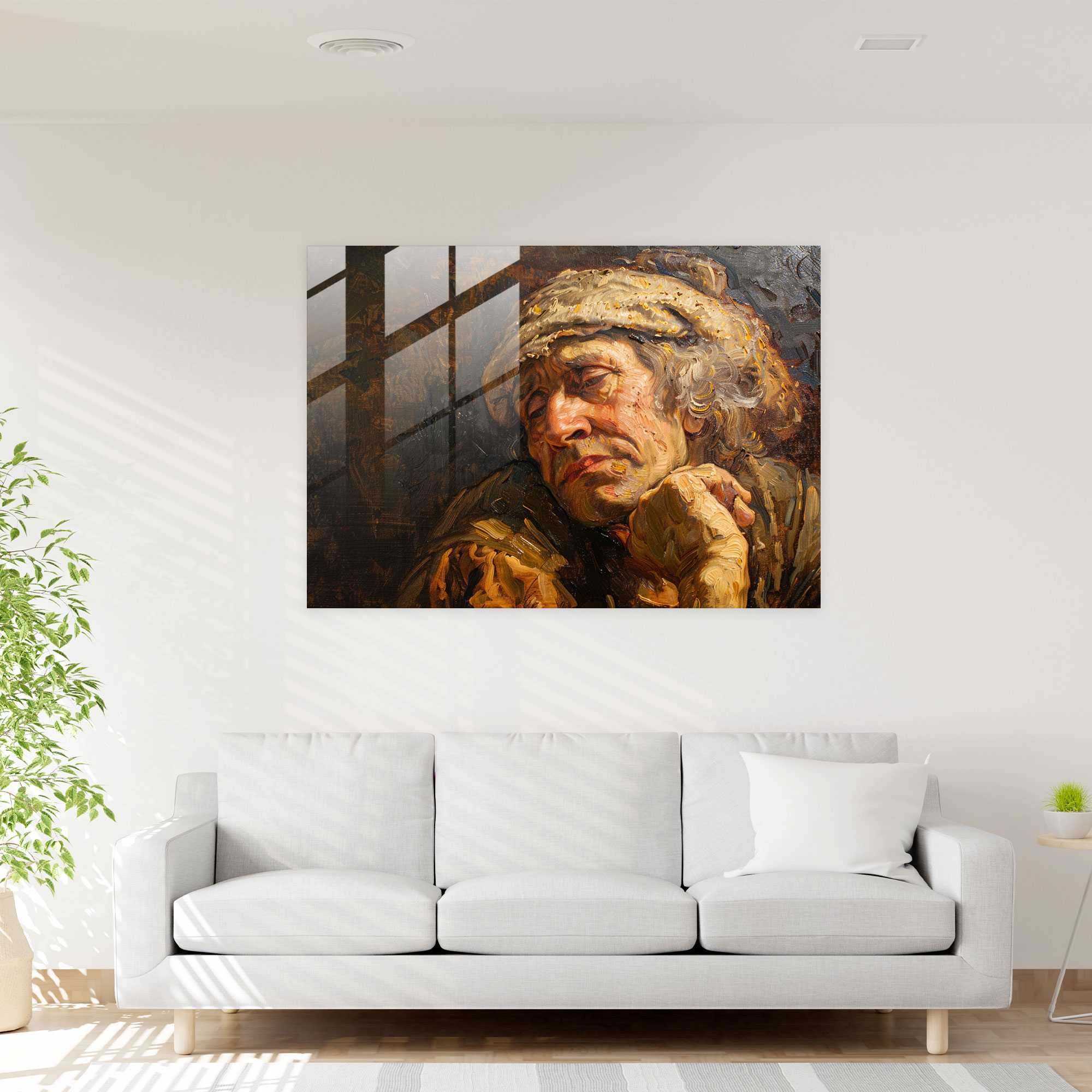 Rembrandt Glass Print - Portrait Of A Man - Rembrandt, Rembrandt, Glass Print, Home Decoration