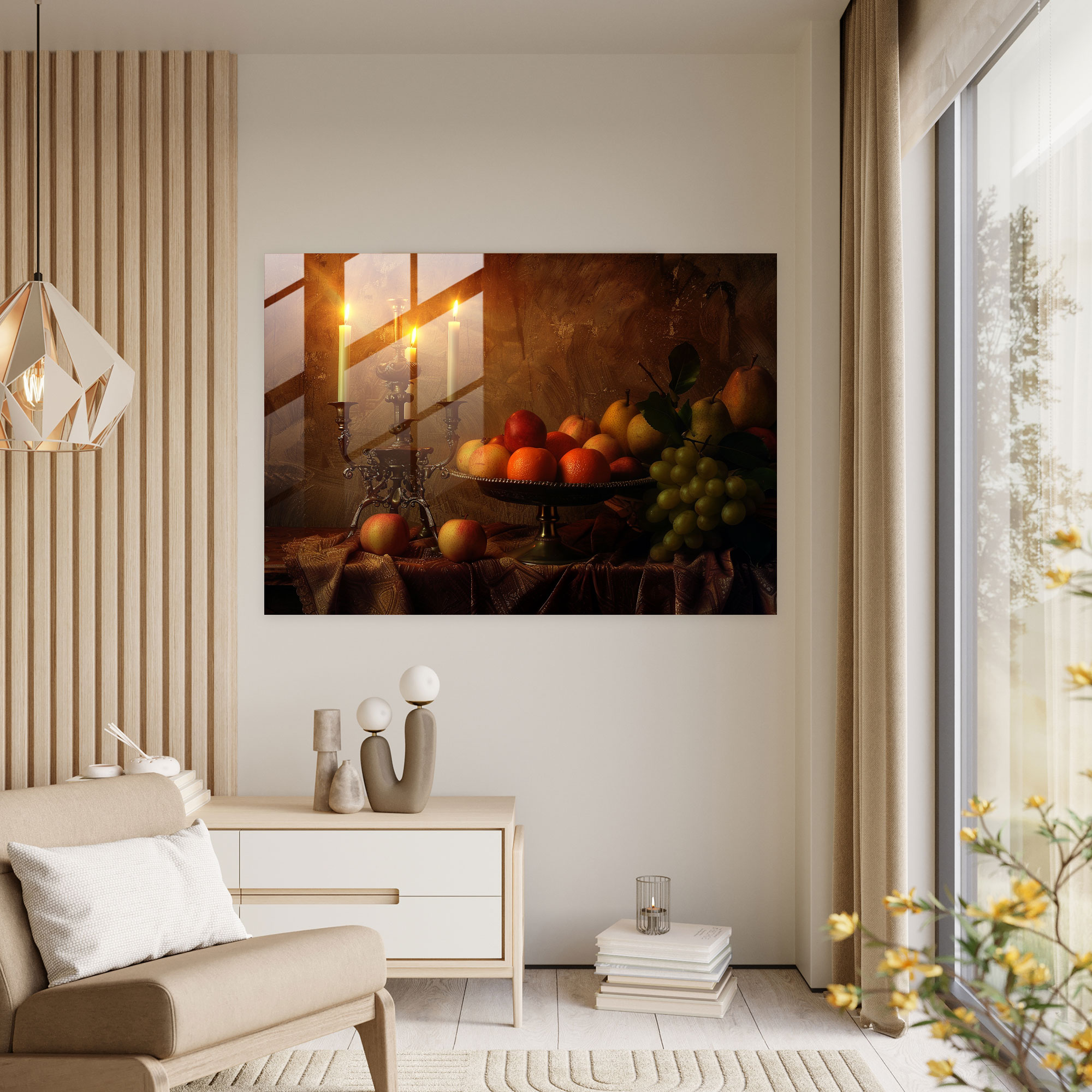 Rembrandt Glass Wall Art - Still Life With Fruits - Rembrandt, Elegant Decor, Glass Wall Art, Wall Decoration