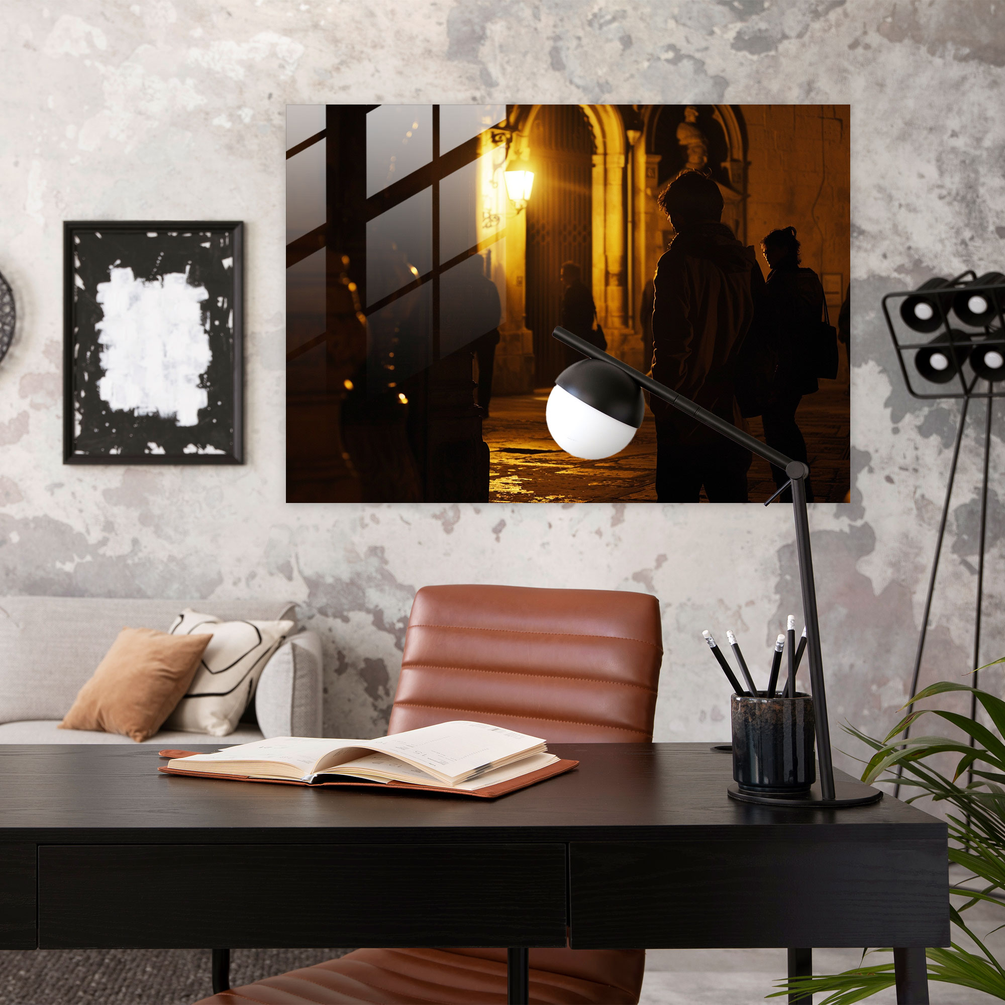 Rembrandt Home Decoration - Night Scene With Figures - Rembrandt, Home Decoration, Mysterious Decor, Glass Art