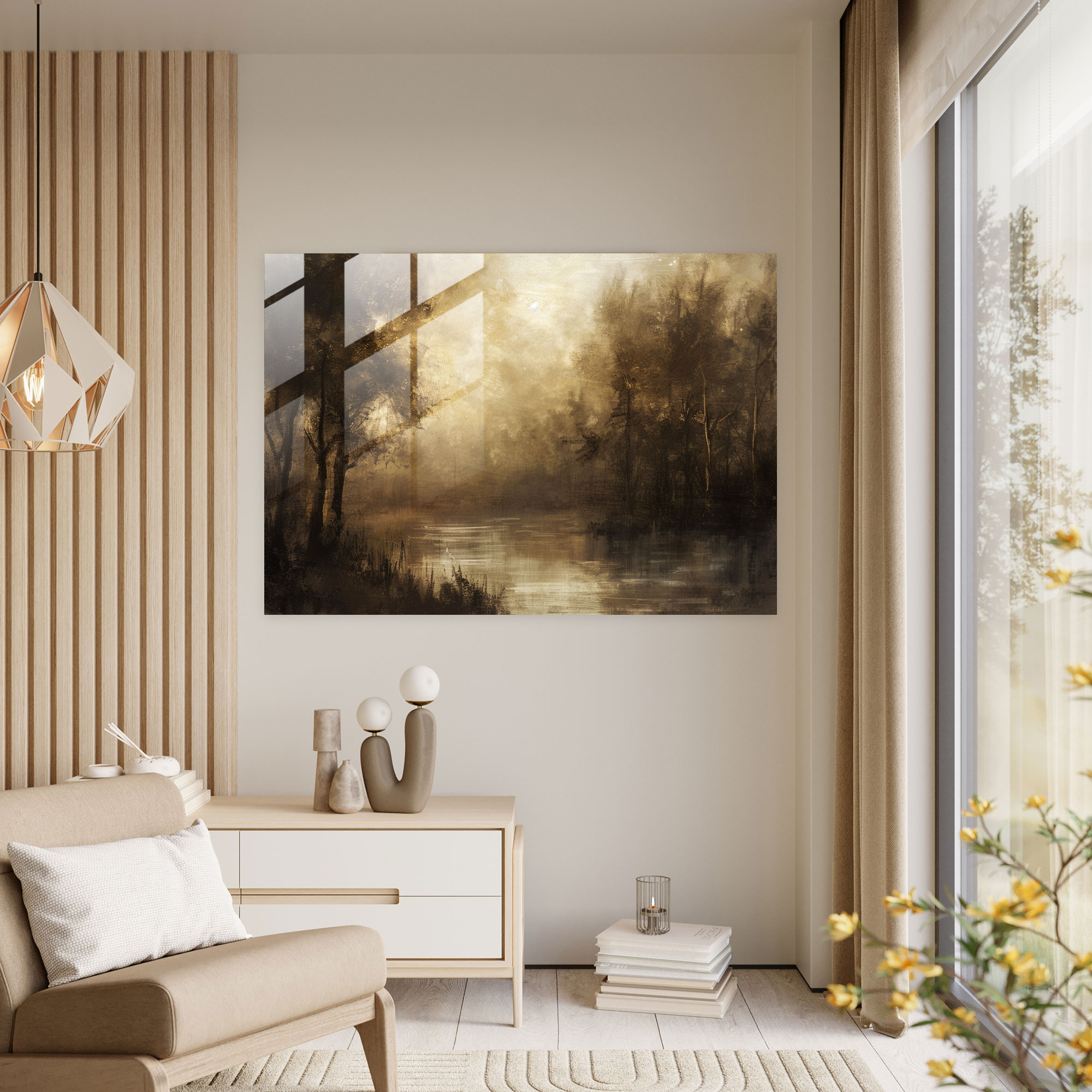 Rembrandt Glass Print - Warm Landscape - Rembrandt, Glass Print, Cozy Atmosphere, Rembrandt