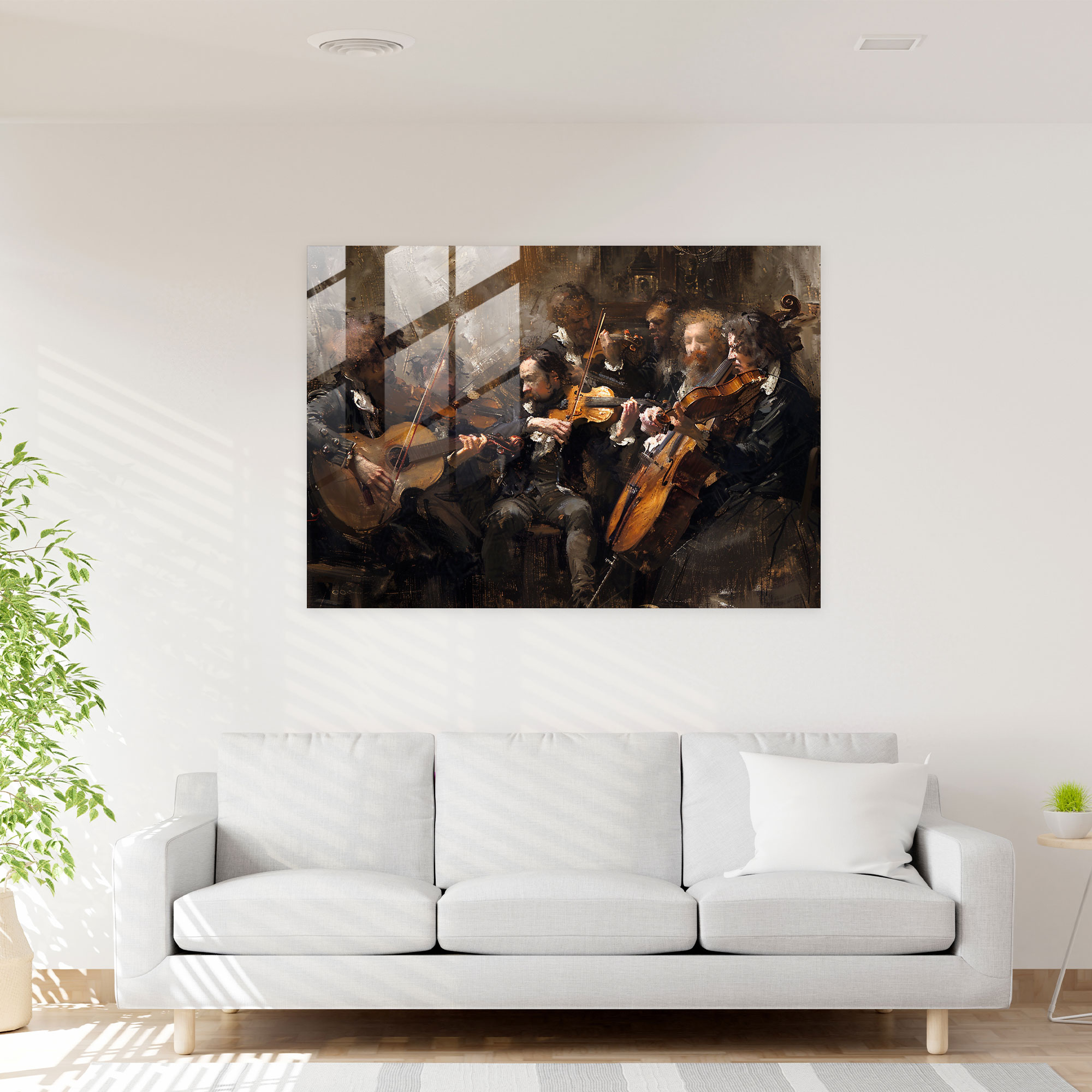 Rembrandt Glass Art Wall Decoration - Rembrandt, Rembrandt, Glass Art, Instruments
