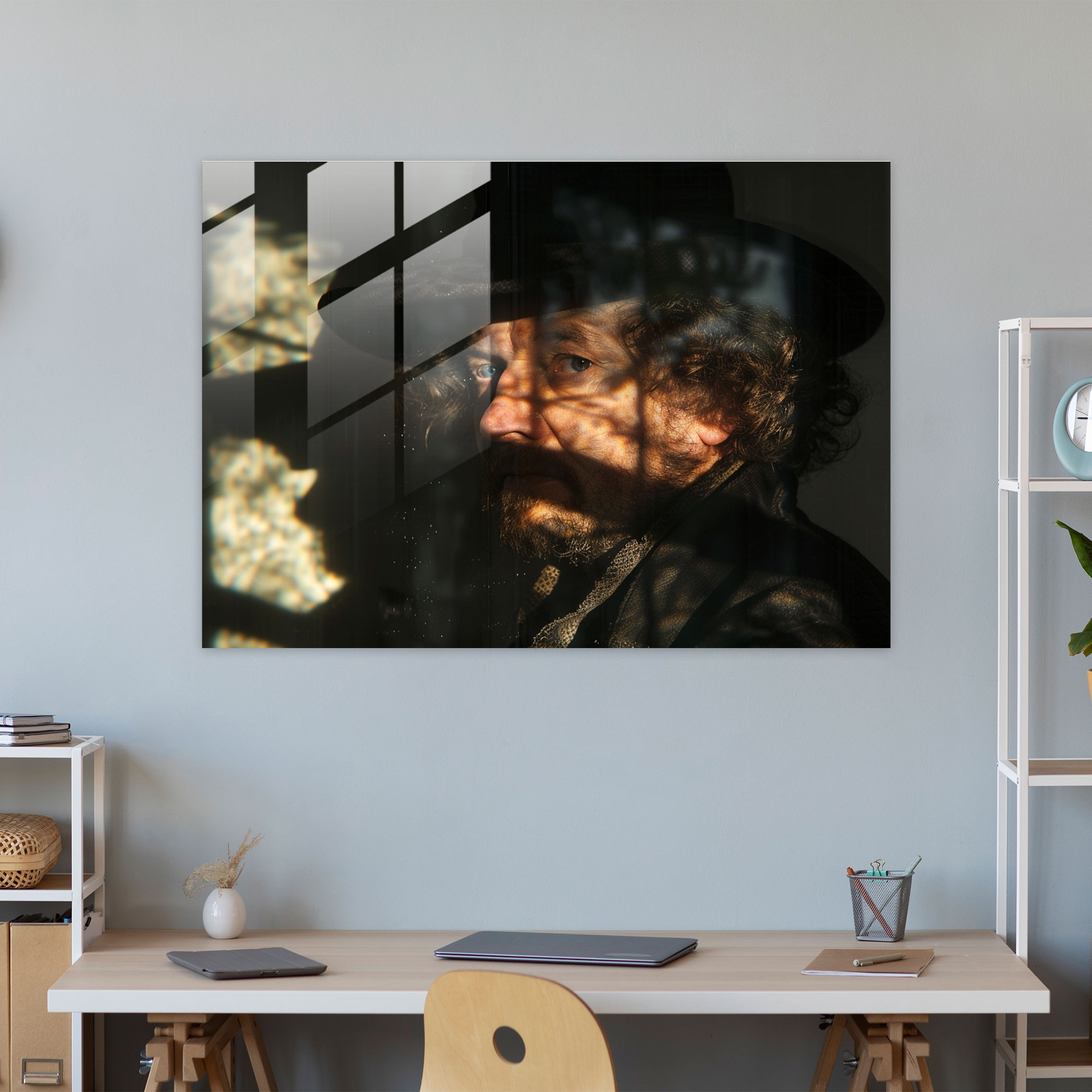 Rembrandt Glass Print - Self Portrait - Rembrandt, Home Decoration, Art, Glass Print