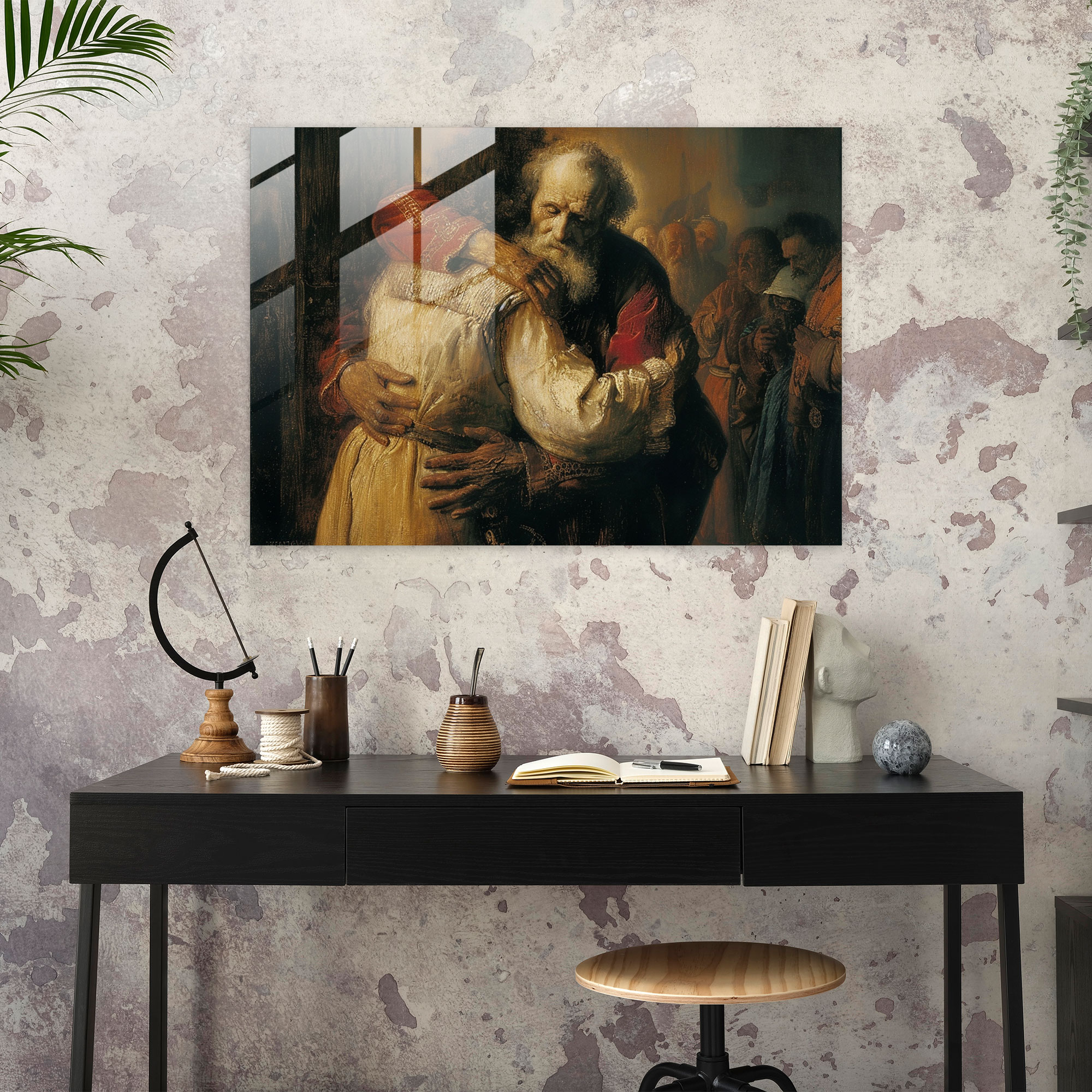 Rembrandt Glass Wall Art - Return Of The Prodigal Son - Rembrandt, Spiritual Decor, Reflection, Glass Wall Art