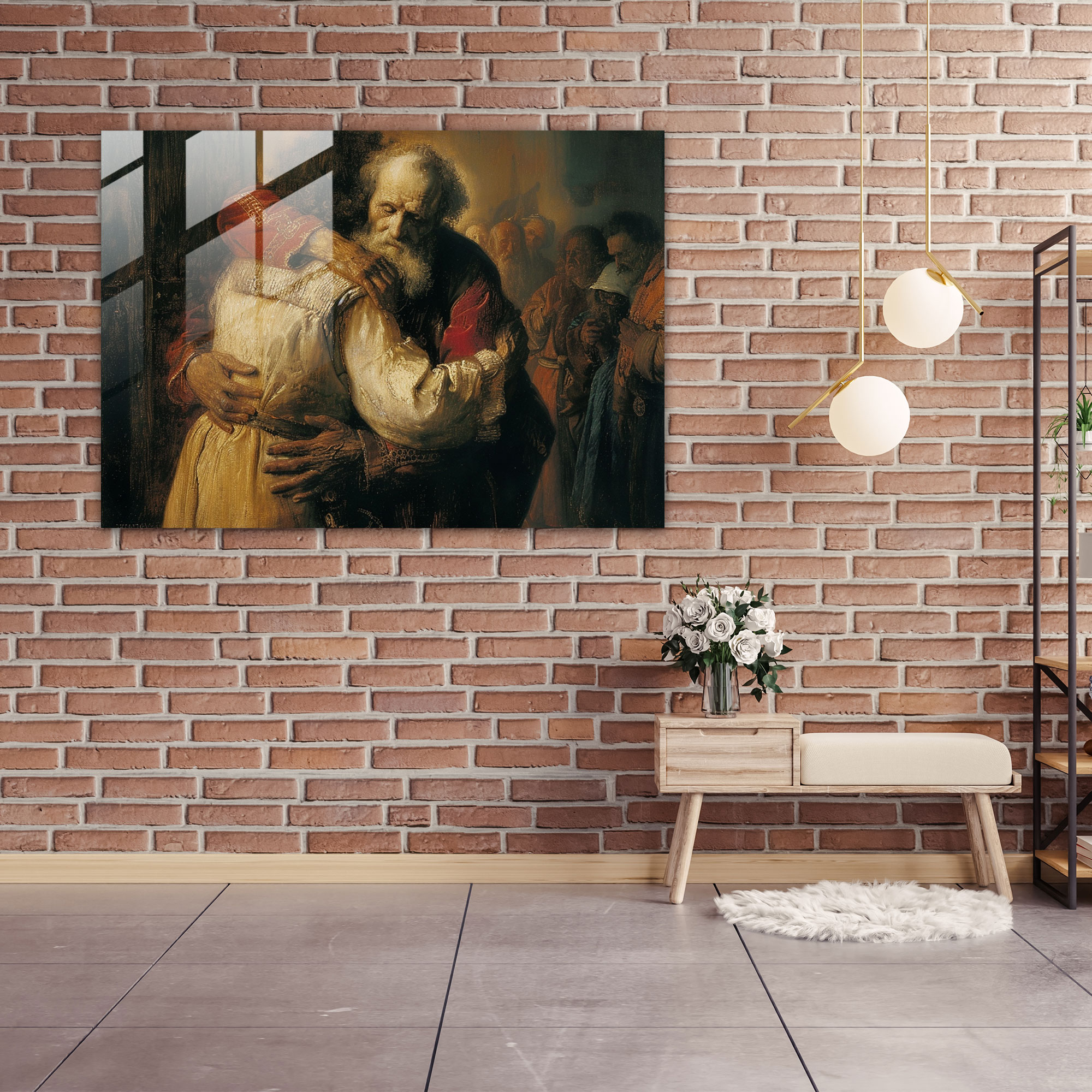 Rembrandt Glass Wall Art - Return Of The Prodigal Son - Rembrandt, Spiritual Decor, Reflection, Glass Wall Art