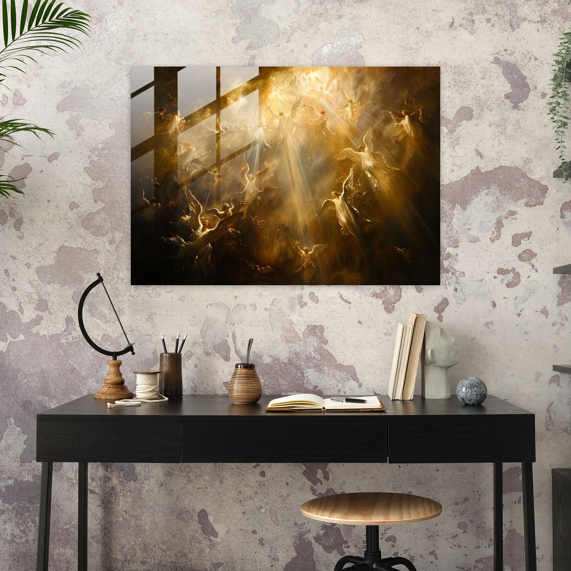 Rembrandt Glass Print - Religious Scene With Angels - Rembrandt, Home Decoration, Art, Religious Scene