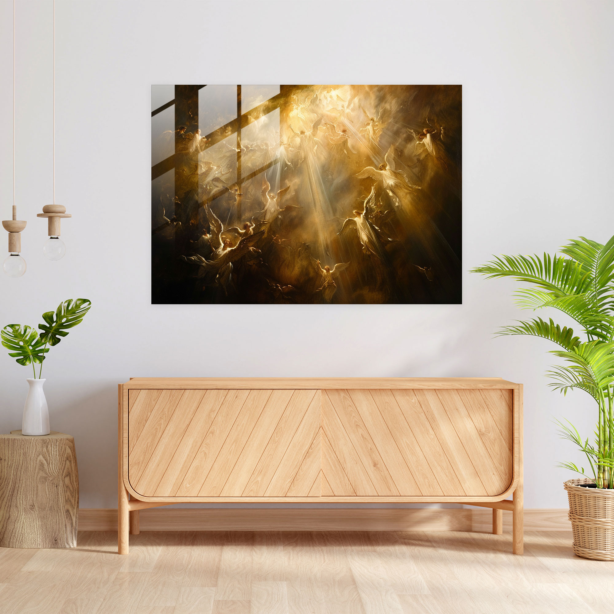 Rembrandt Glass Print - Religious Scene With Angels - Rembrandt, Home Decoration, Art, Religious Scene