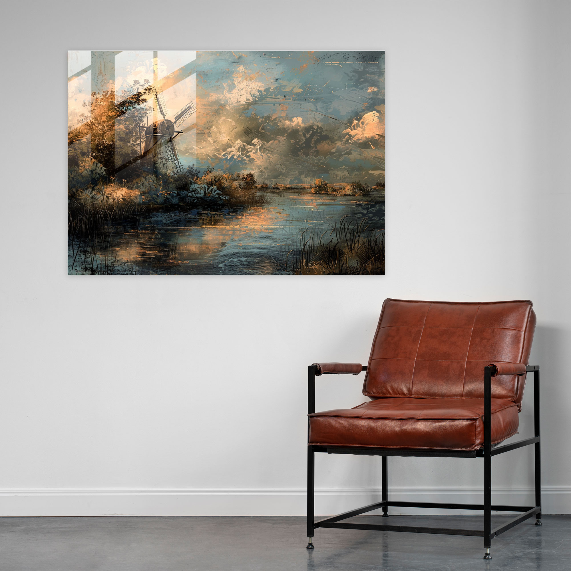 Rembrandt Glass Wall Art - Landscape With A Windmill - Rembrandt, Rembrandt, Home Decoration, Wall Decoration