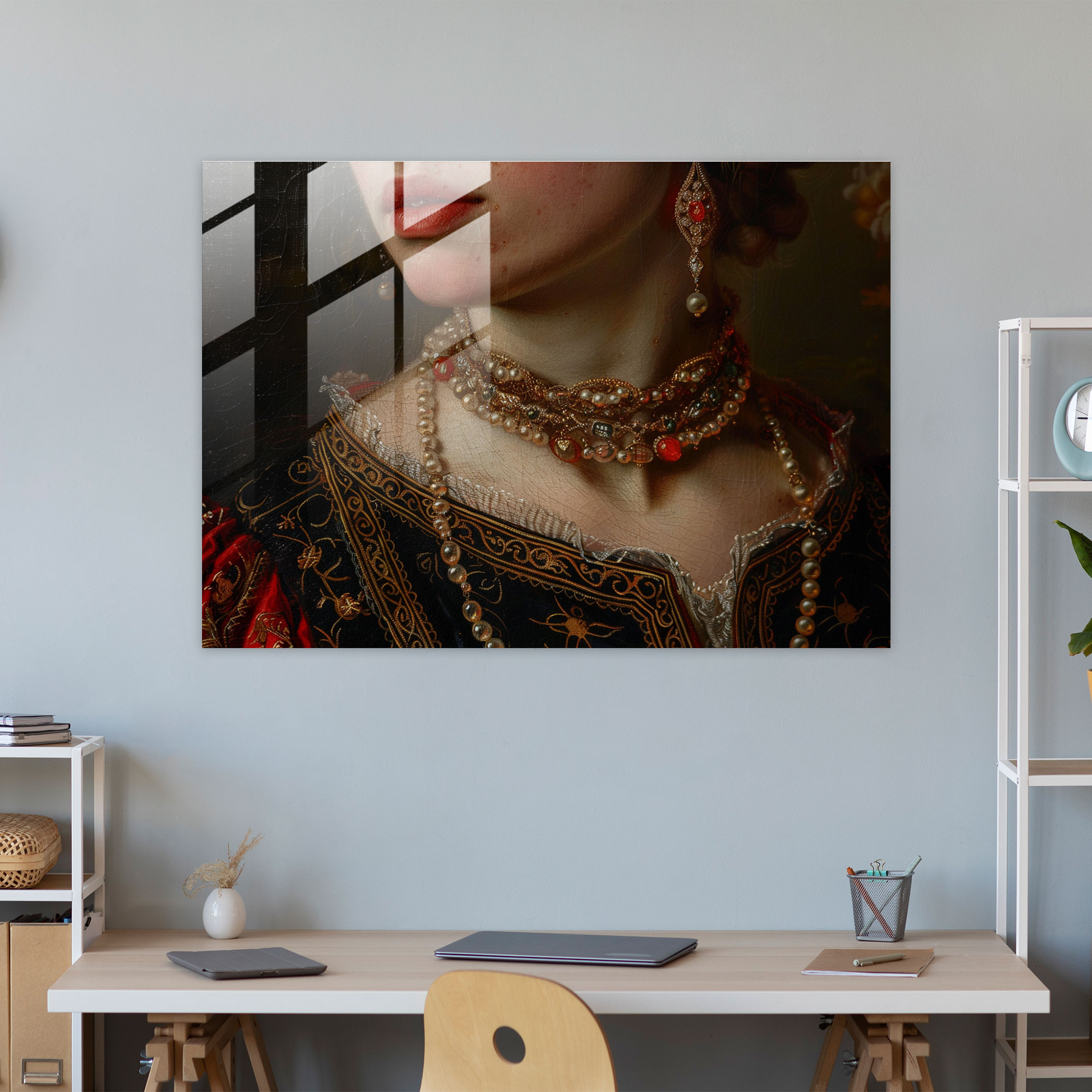Rembrandt Glass Print - Portrait Of A Woman With Jewelry - Rembrandt, Portrait, Rembrandt, Art