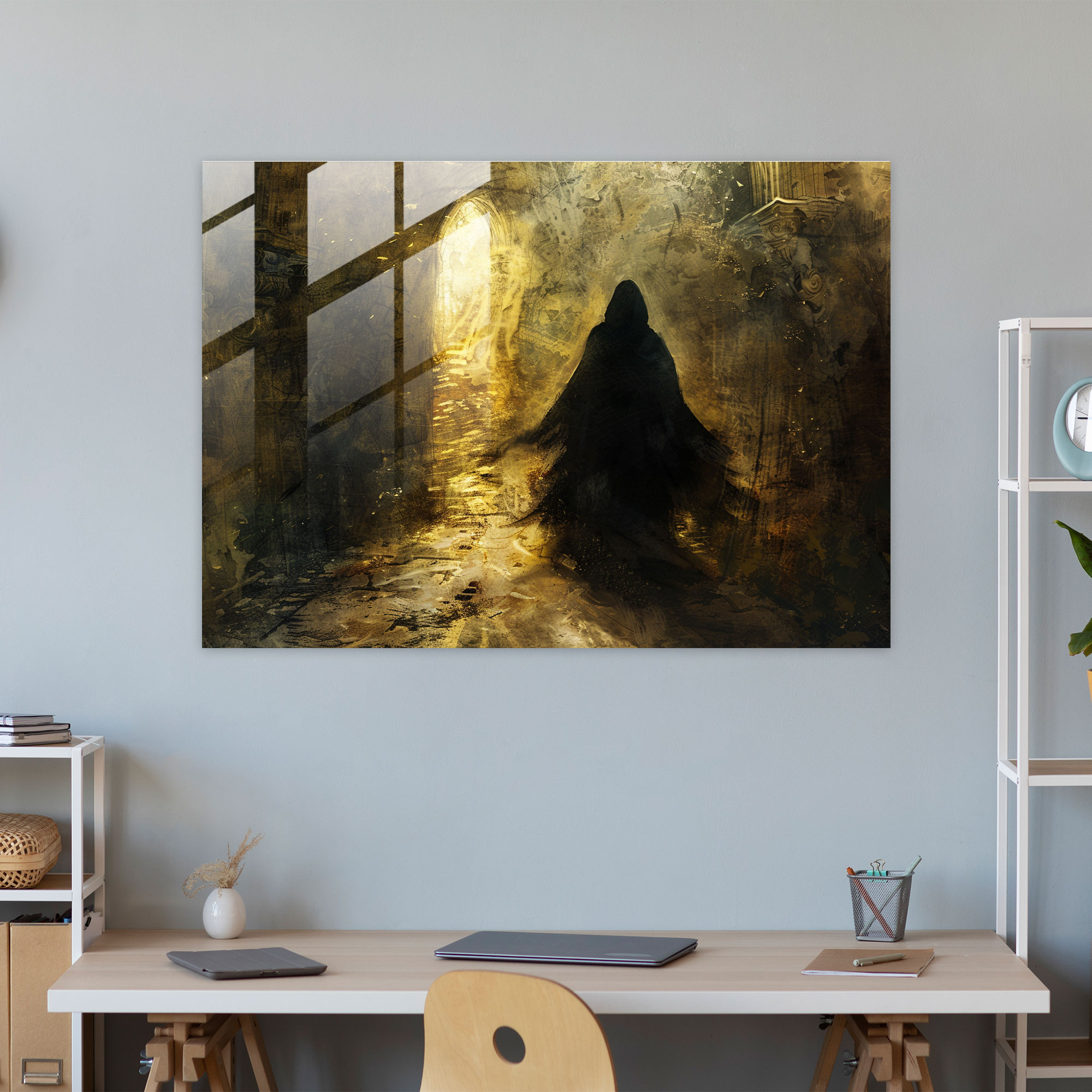Rembrandt Glass Wall Art - Mystic Cloaked Figure - Rembrandt, Mystic Scene, Art, Rembrandt
