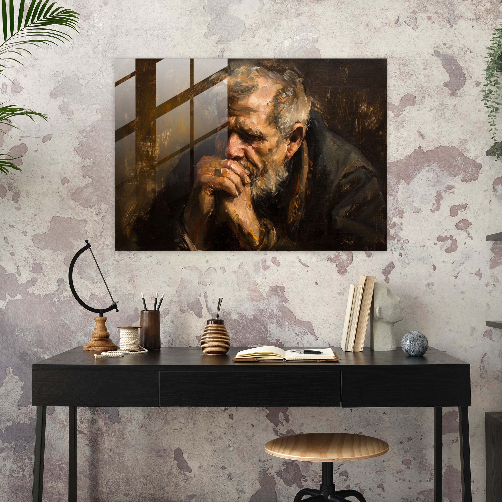 Rembrandt Glass Print - Rembrandt, Light And Shadow, Contrast, Home Decoration