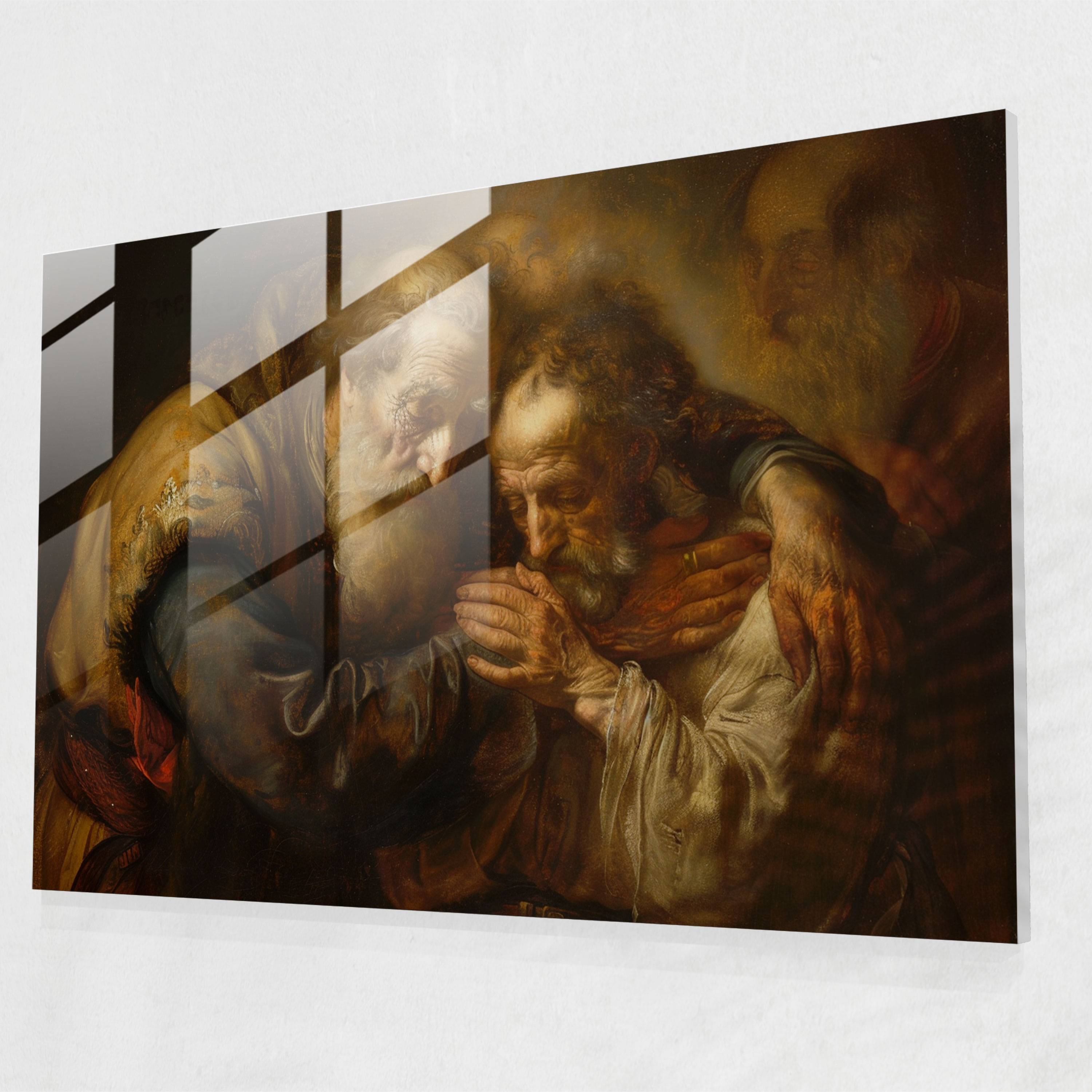 Rembrandt Glass Art - Rembrandt, Intense Moment, Glass Art, Biblical Characters