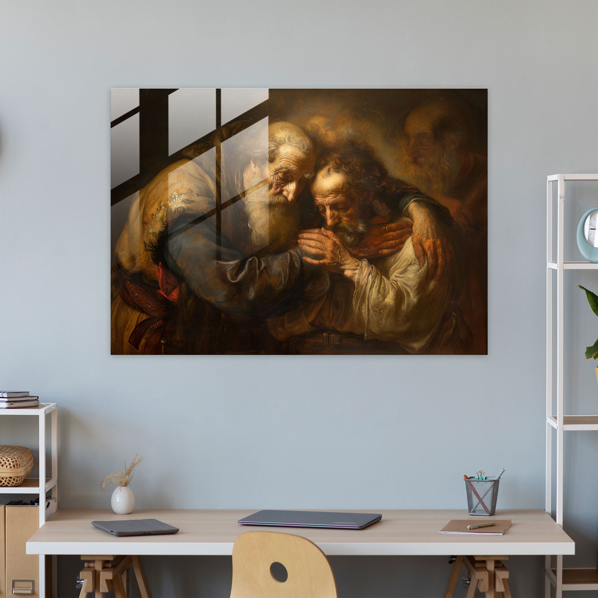 Rembrandt Glass Art - Rembrandt, Intense Moment, Glass Art, Biblical Characters