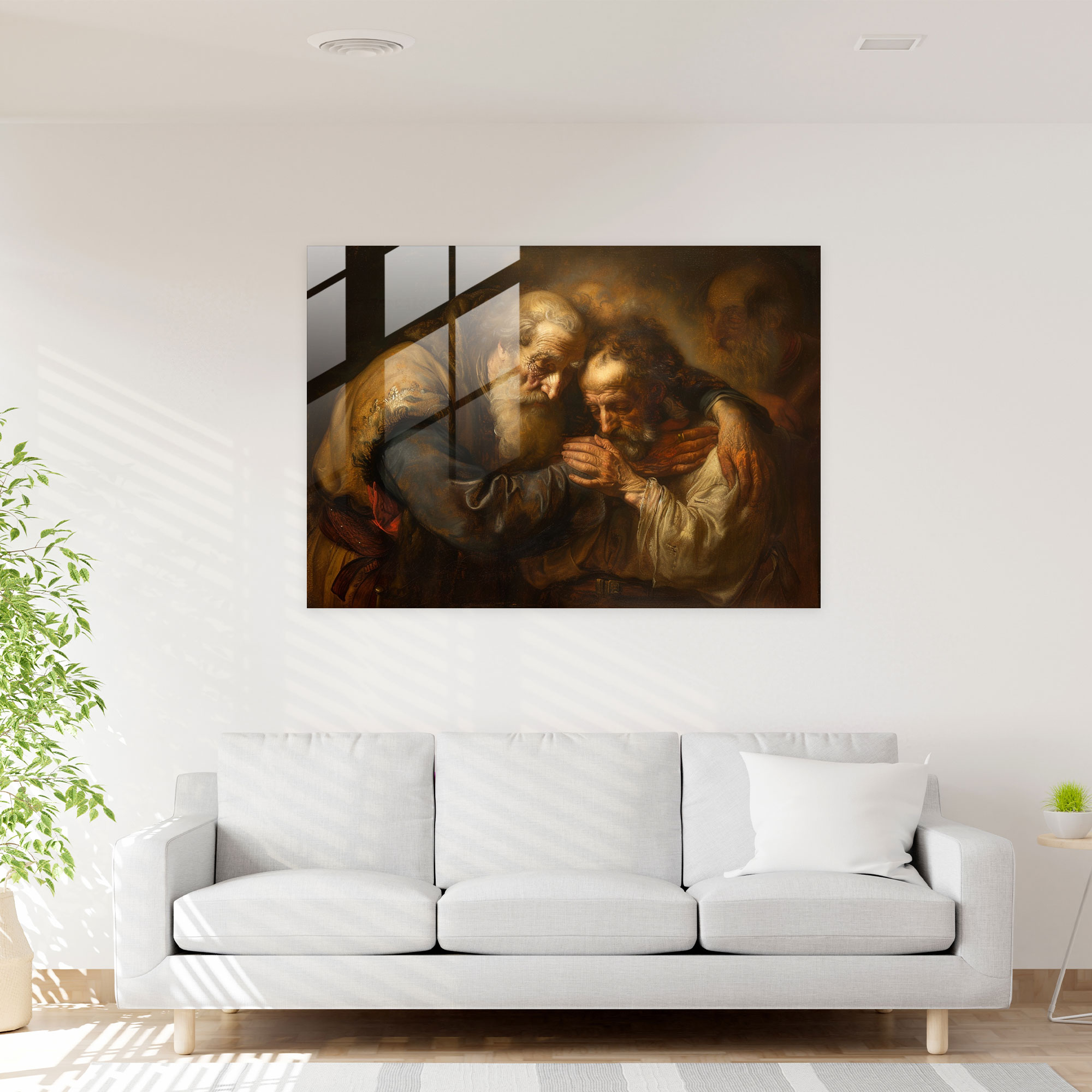 Rembrandt Glass Art - Rembrandt, Intense Moment, Glass Art, Biblical Characters