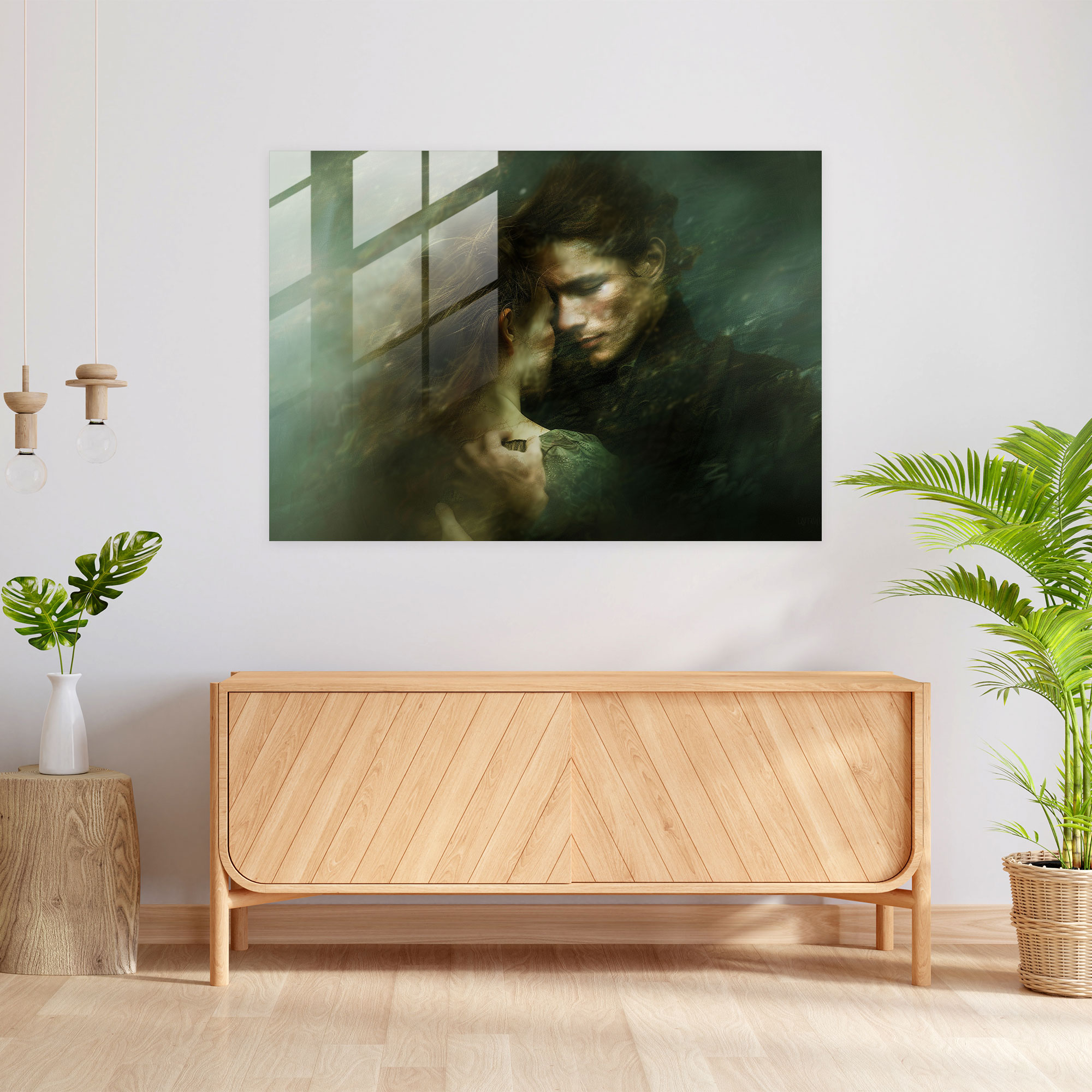 Rembrandt Glass Print Modern Art - Rembrandt, Modern Art, Rembrandt, Couple Embracing