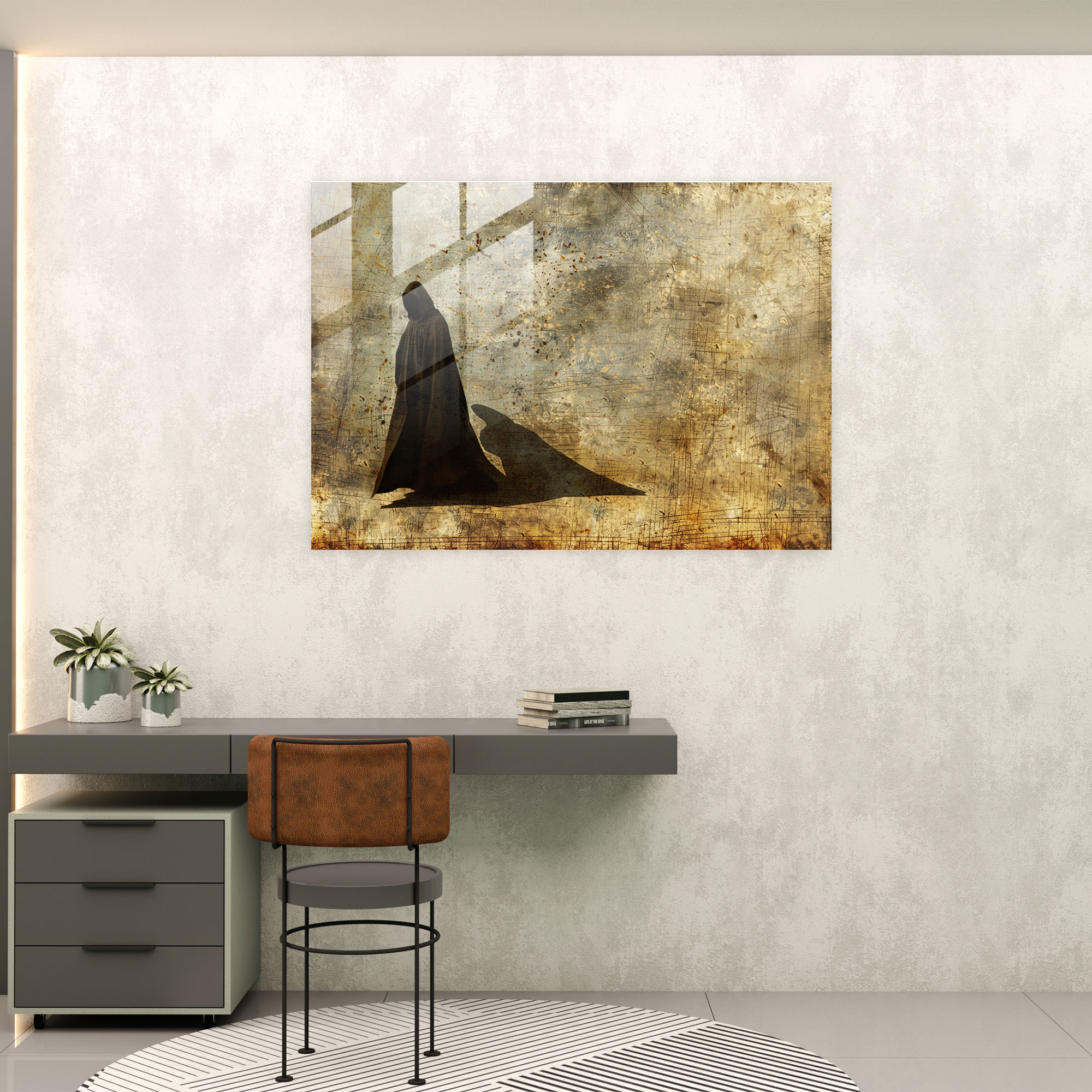 Rembrandt Glass Print Wall Decoration - Rembrandt, Glass Print, Mysterious Figure In Cloak, Intriguing Shadows